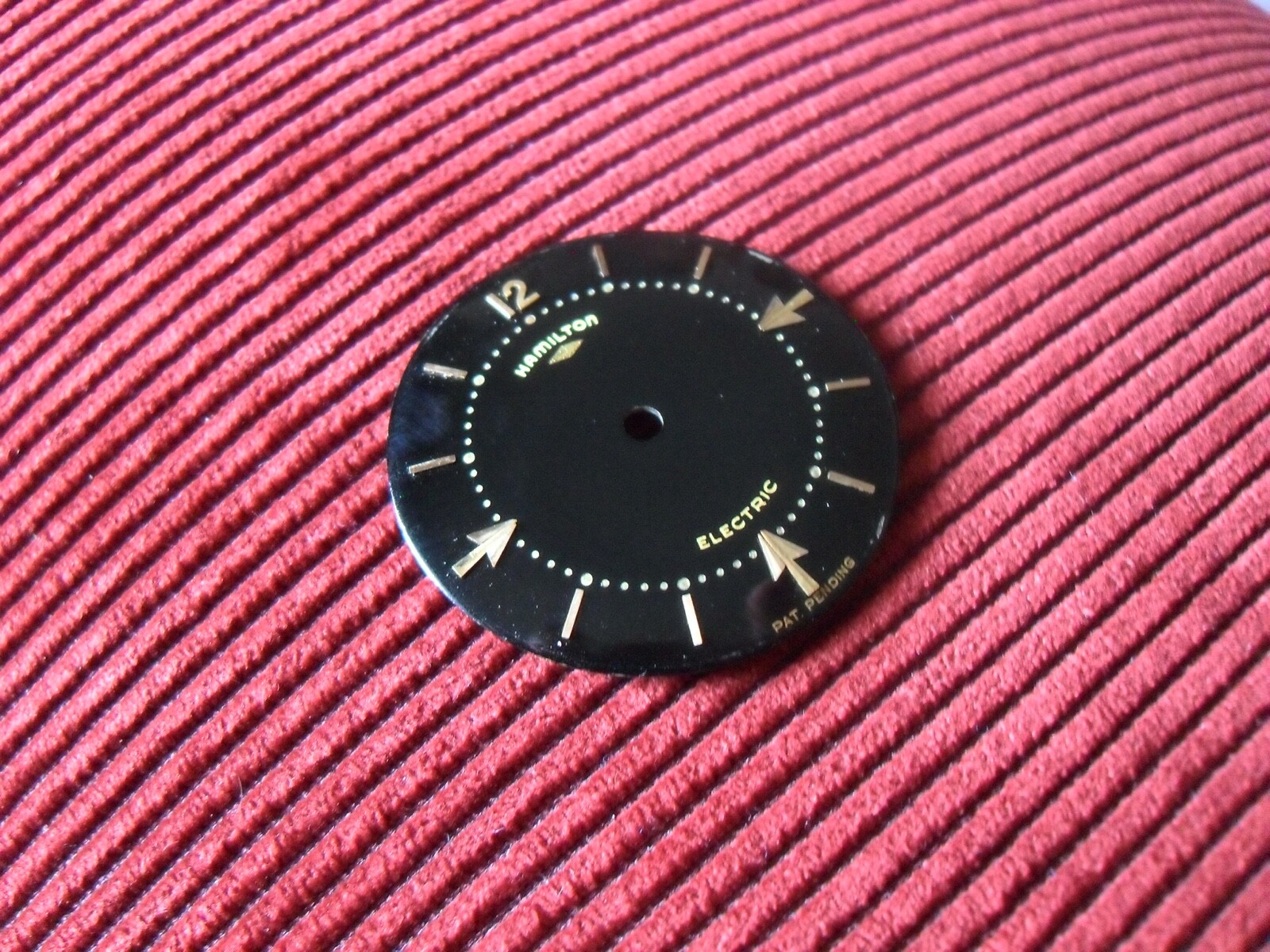 Hamilton 1957 Gloss Black Electric Van-Horn Wrist-Watch Dial, “Beautiful”