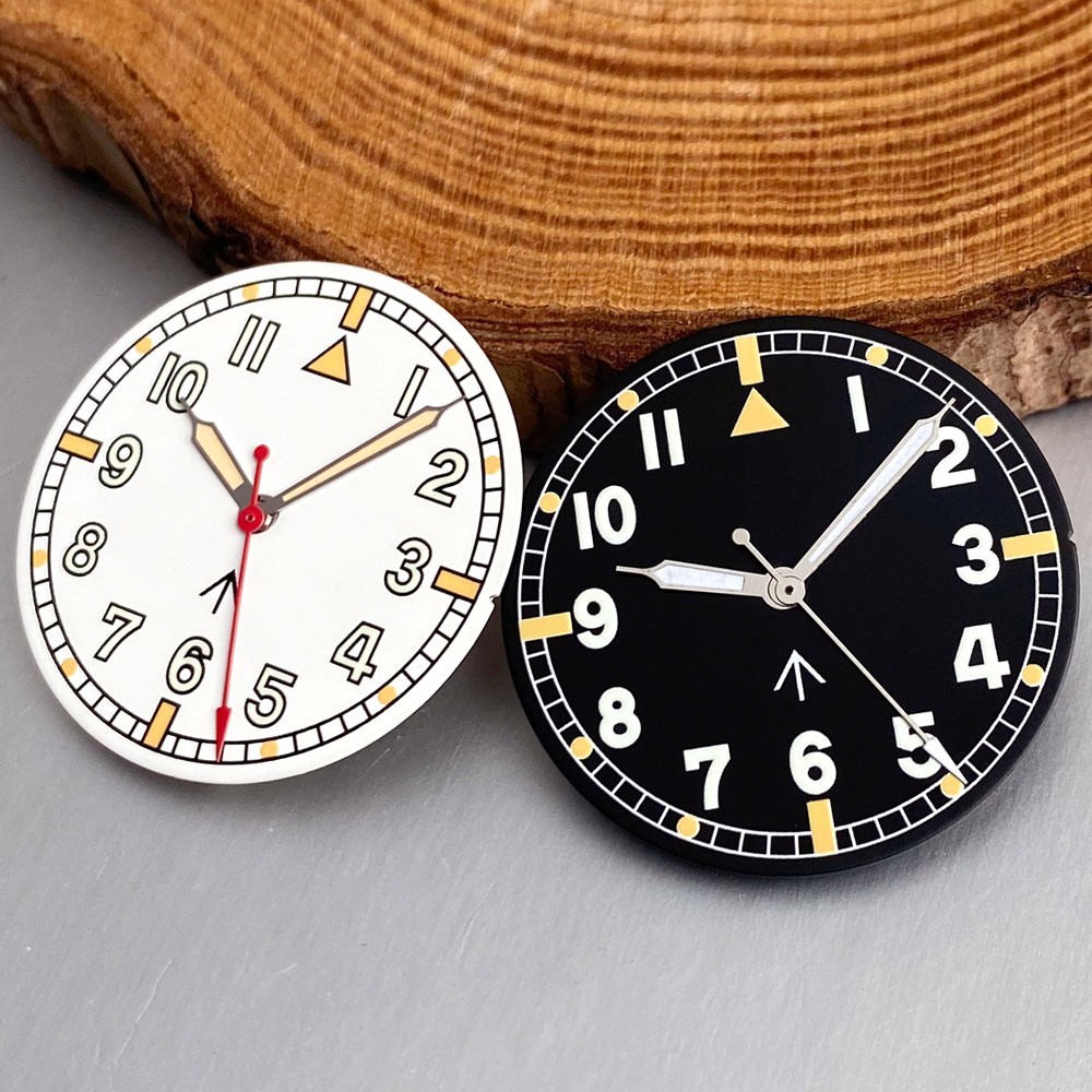 Luminous 29mm Black White Pilot Watch Dial Fit NH35 NH36 ETA2824 Miyota8215 Movt