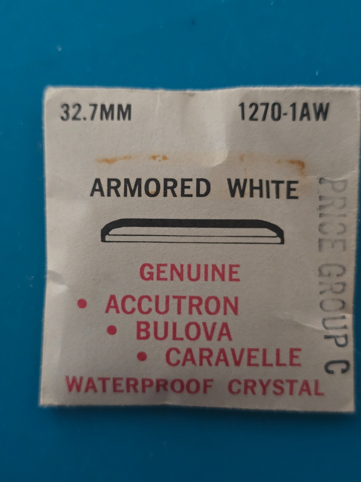 NOS Genuine Bulova Accutron Crystal 1270-1AW 32.7mm Armored White Waterproof Wat
