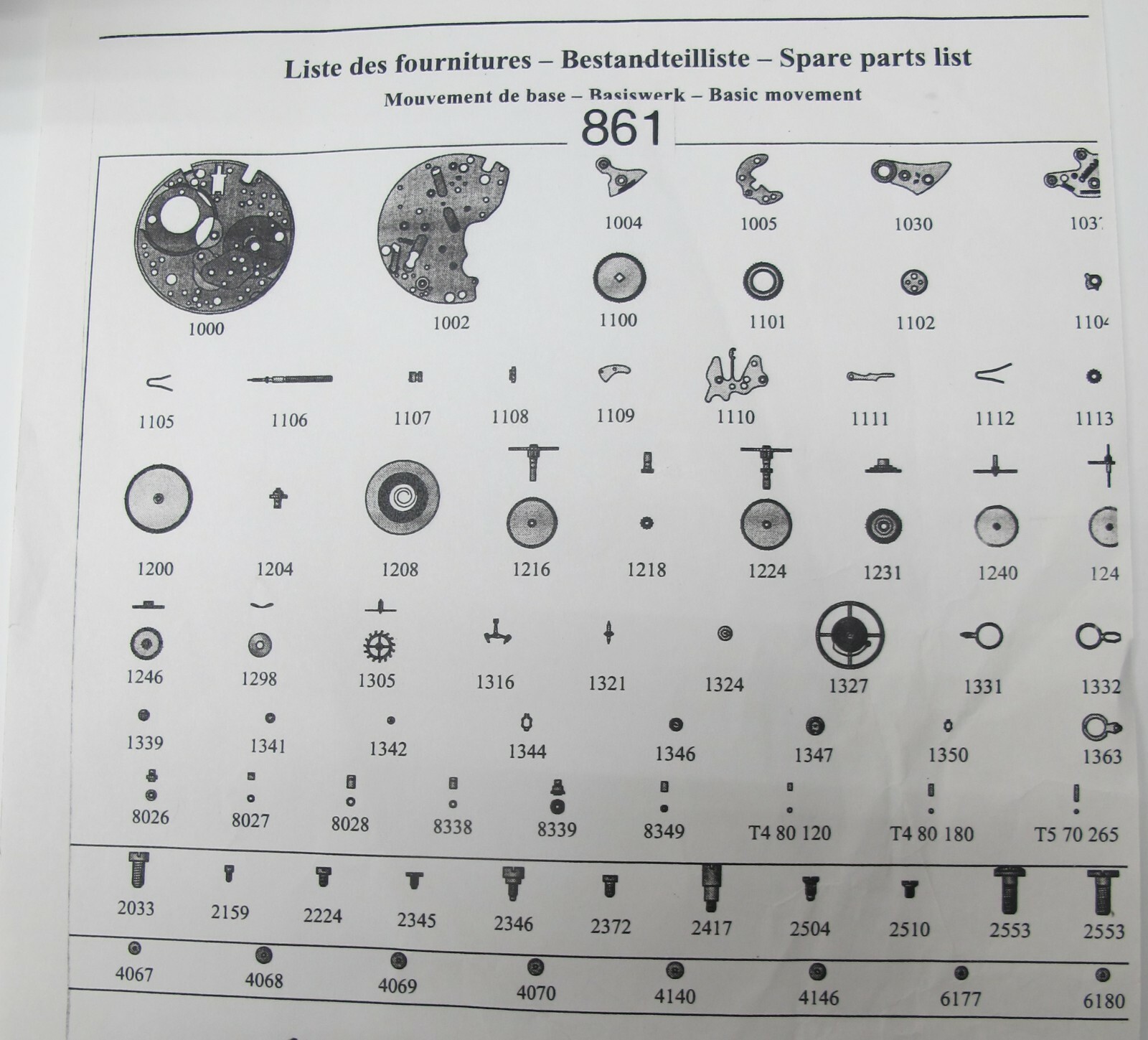 OMEGA CAL.861 MOVEMENT PARTS OPEN PACKAGE – SELECT AN ITEM