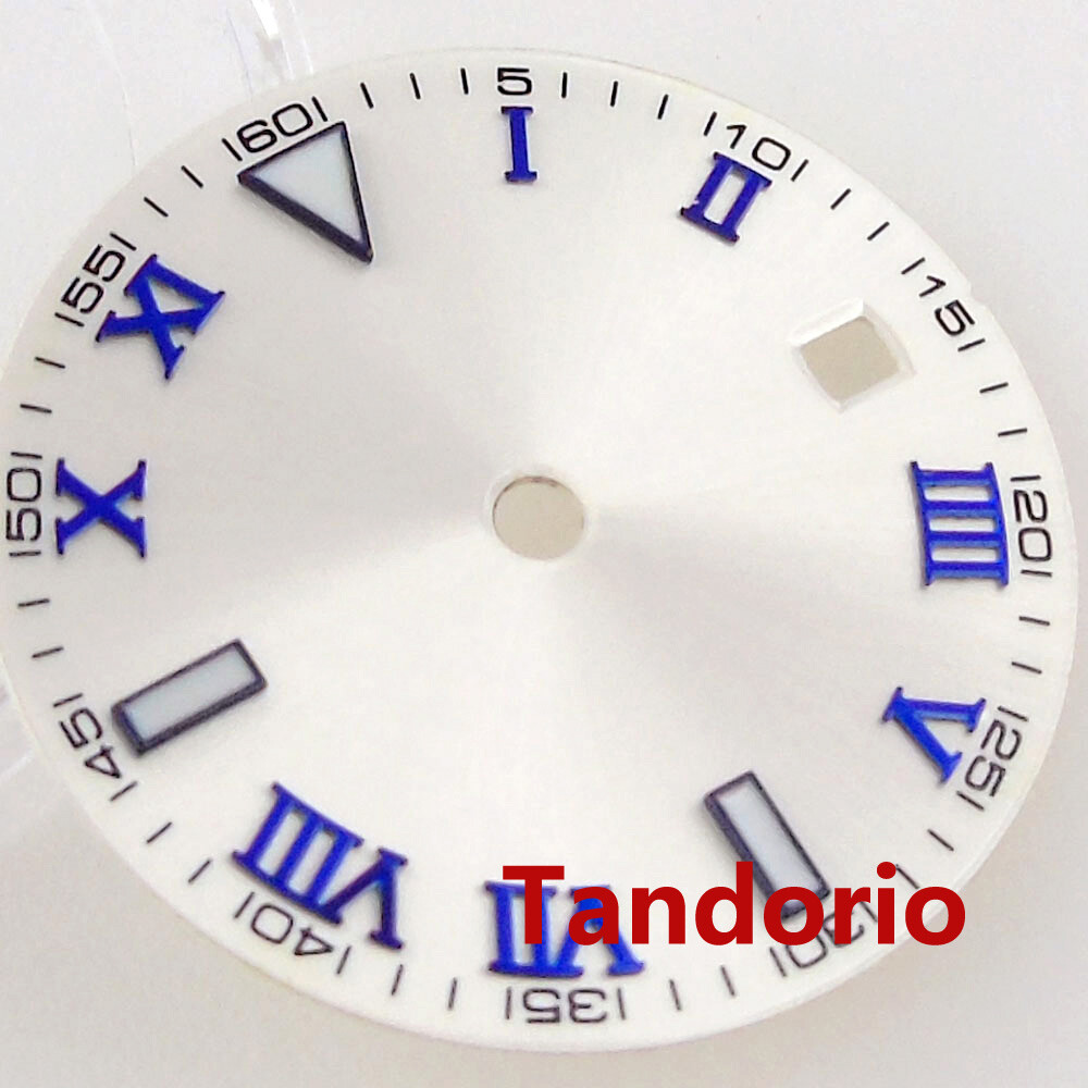 29mm White Watch Dial Luminous for NH35A MIYOTA ETA2824 PT5000 Roman Number Mark