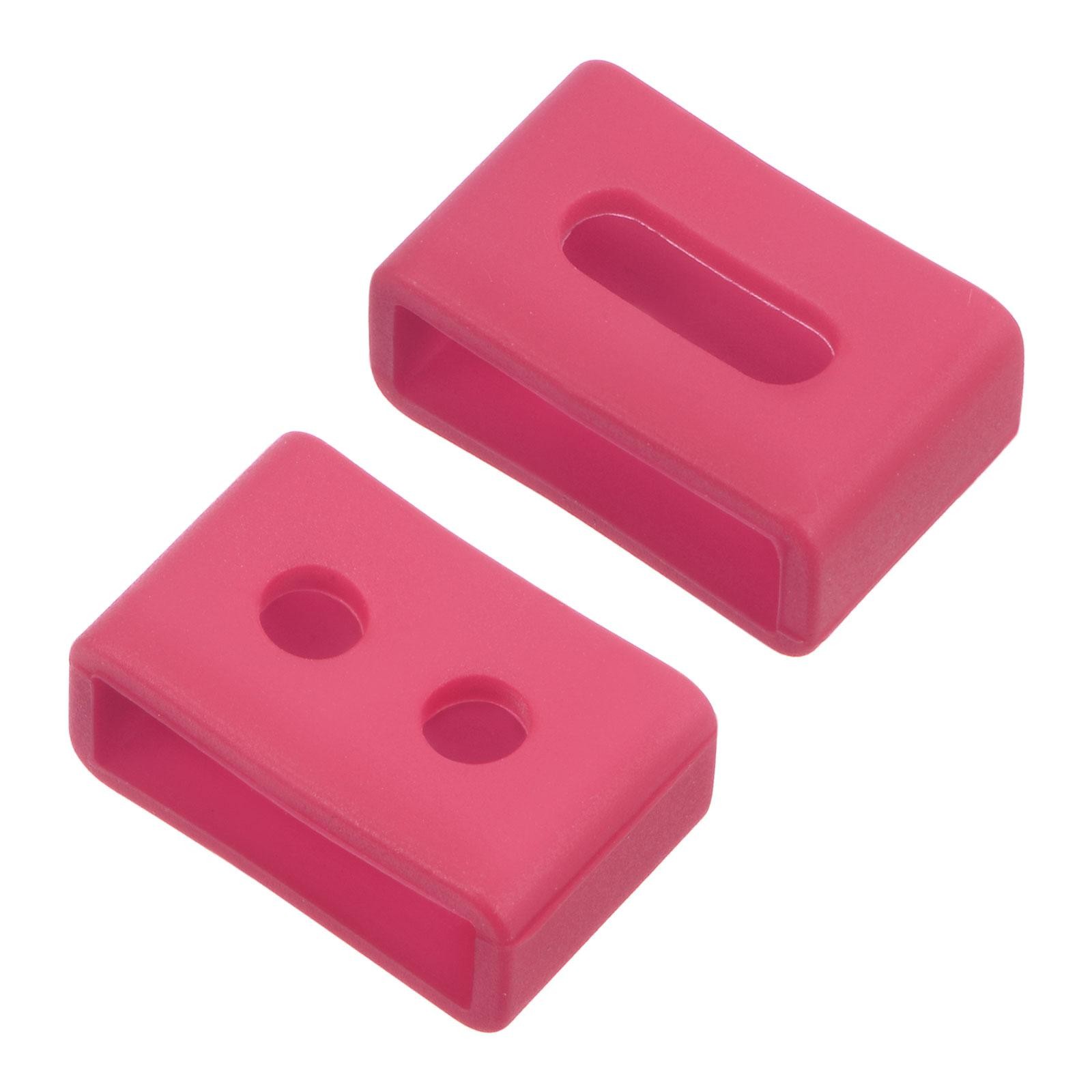 Watch Band Strap Loops Silicone for 16mm Width Watch Band, Dark Pink 2 Pcs