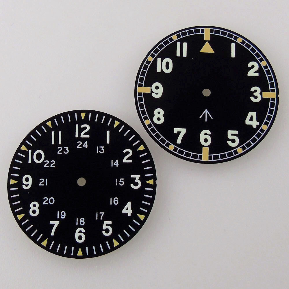 33.6mm black dial luminous marks fit pilot style NH35 NH36 Miyota 8215 ETA 2824