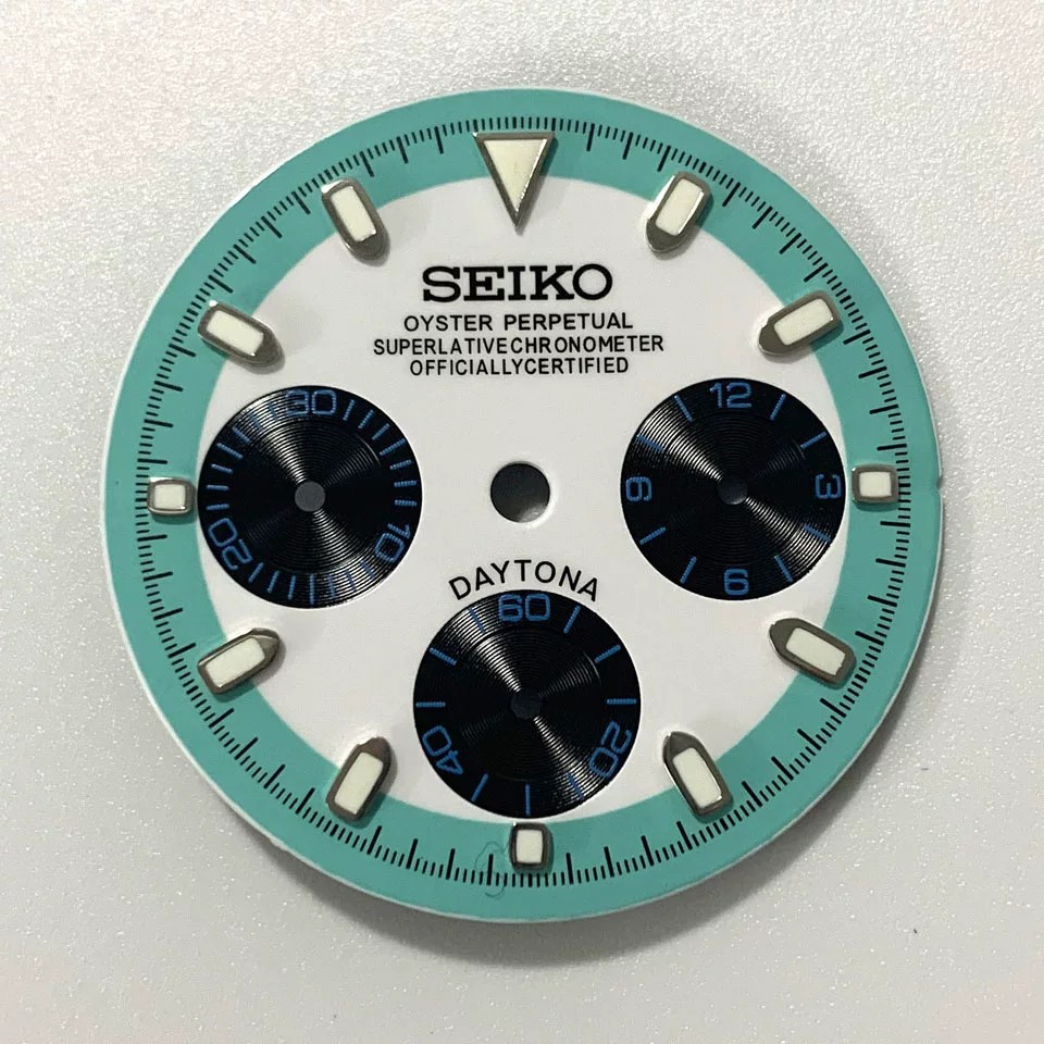 29.8mm Multi-functional Watch Dial Green Luminous For VK63 Movement Accessories