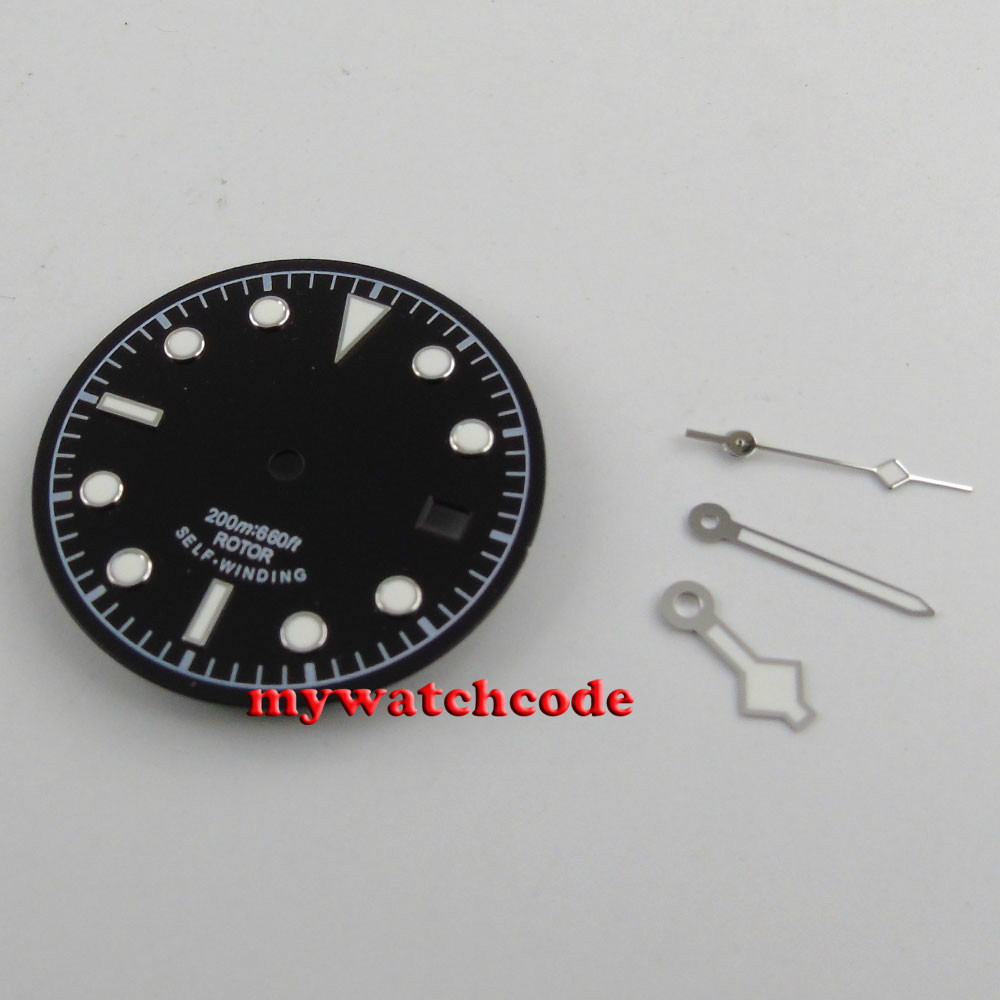 30.4mm black dial luminous Watch Dial hands for 2824 2836 Movement (dial+hands)