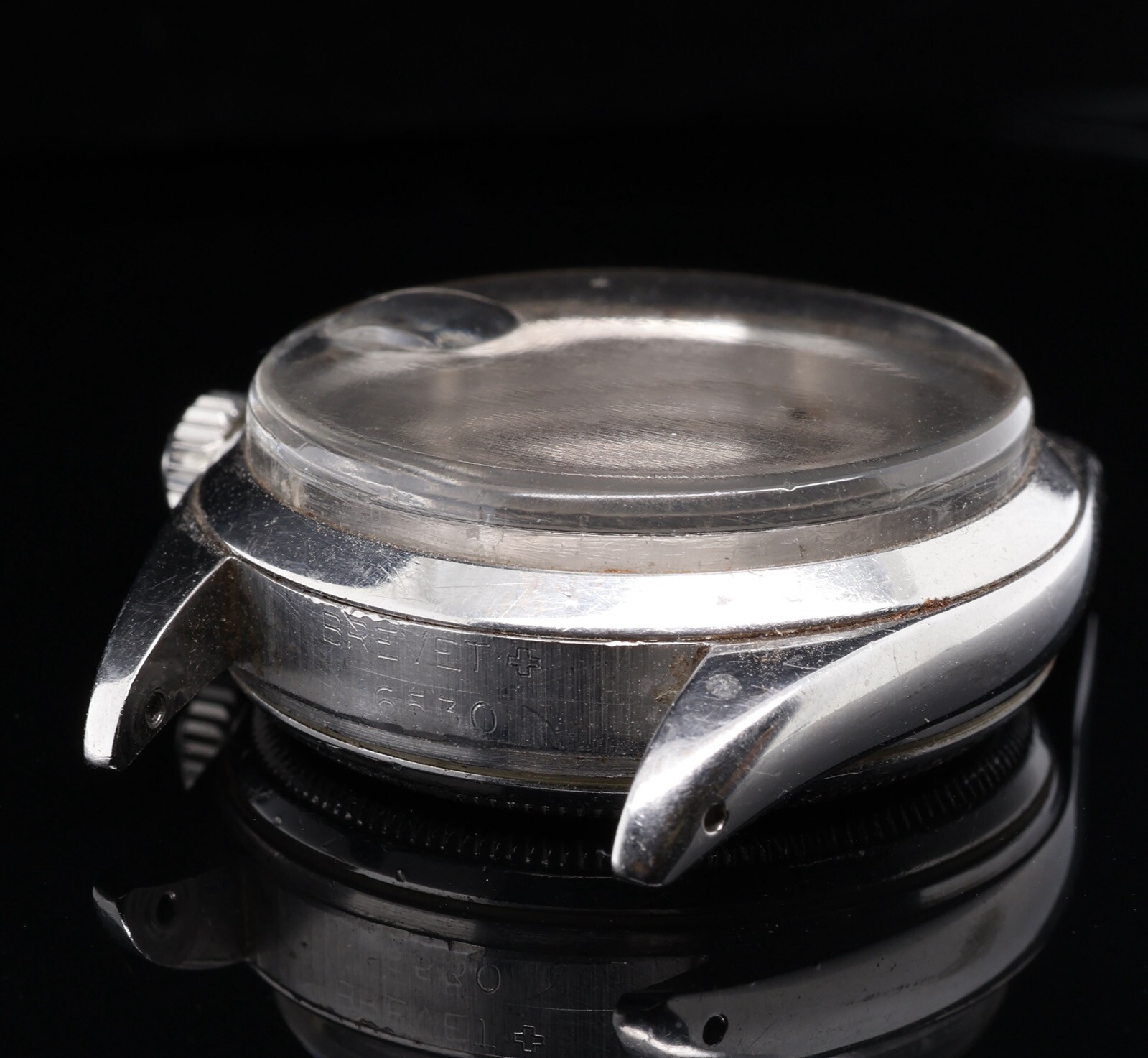 Vintage 1956 Rolex Oyster Ref 6530 Steel Watch Case, Crown Stem & Back