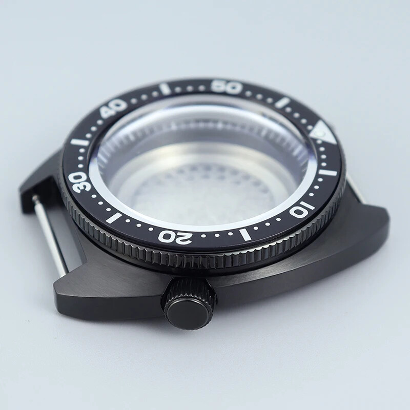 41mm Turtle PVD Black Watch Case Stainless Steel Sapphire Glass For Seiko NH35