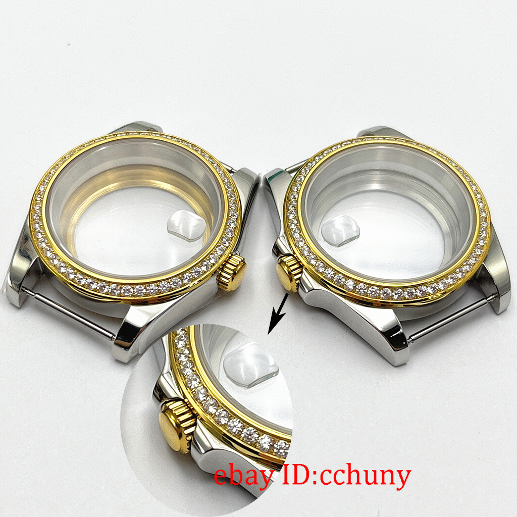 36mm silver/black/gold watch case sapphire fit NH35 NH36 ETA2824 PT5000