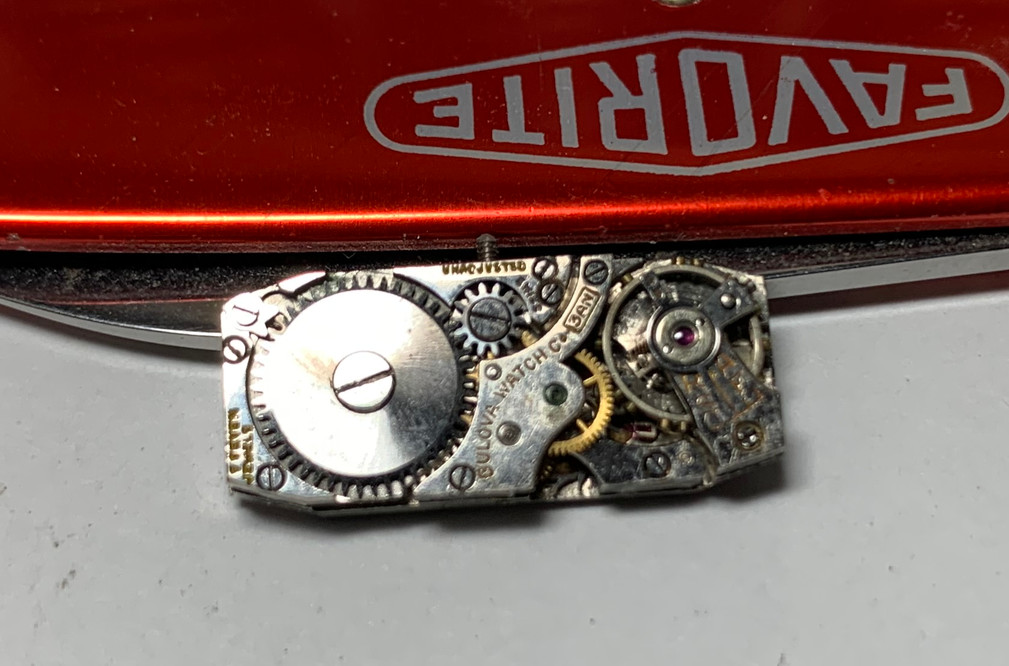 1934 Bulova Ladies Swiss Caliber 3AN 7J Baguette Shape Movement Dial Hand- Parts