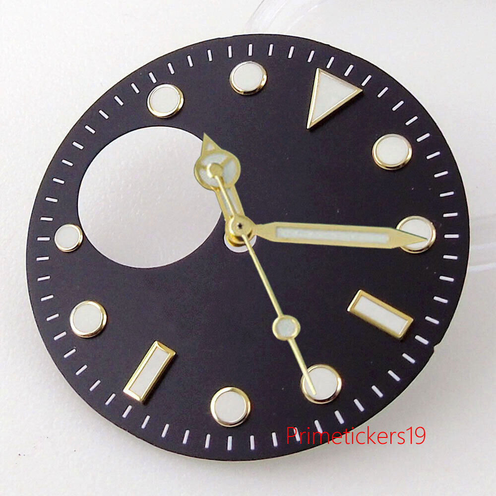 Fit NH38 Automatic Movement 29mm Black/Blue Watch Hollow Dial Hands Set Luminous