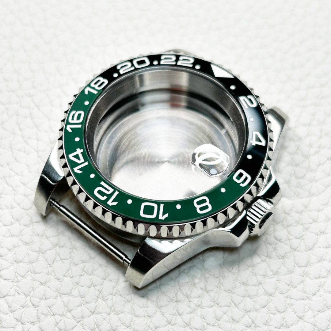 40mm Black Green Watch Case Sapphire Glass Sub GMT Fit NH34 NH35 NH36 316L Parts