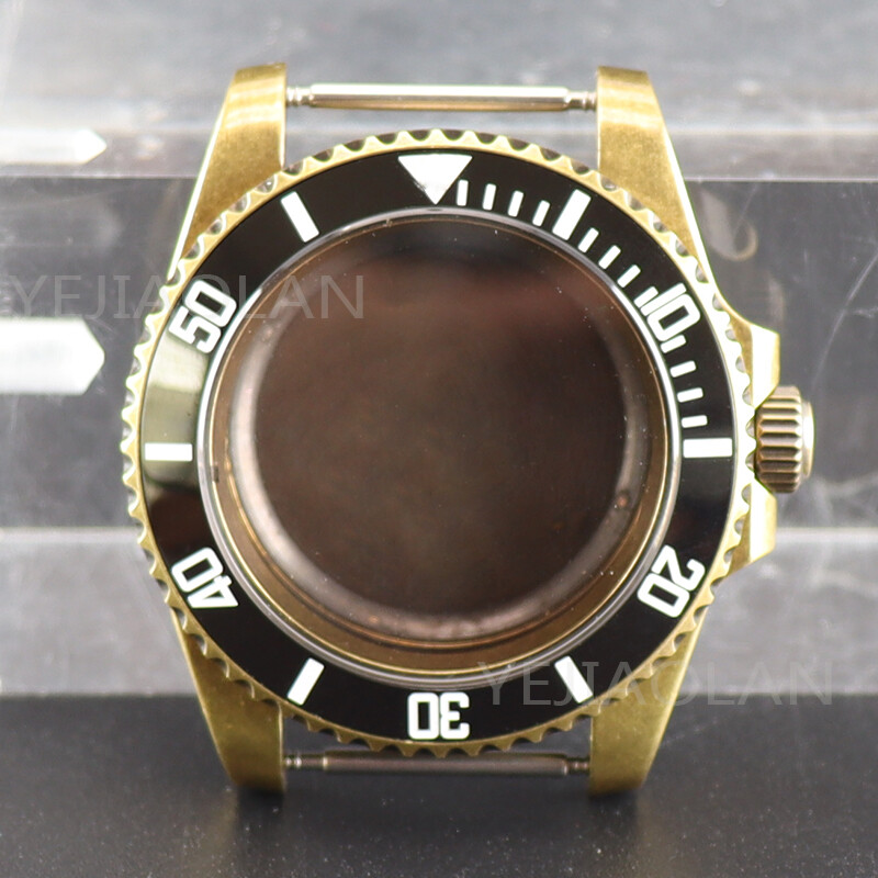 40mm Retro Bronze Watch Case Ceramic Insertion Frame sapphire glass nh35Movement