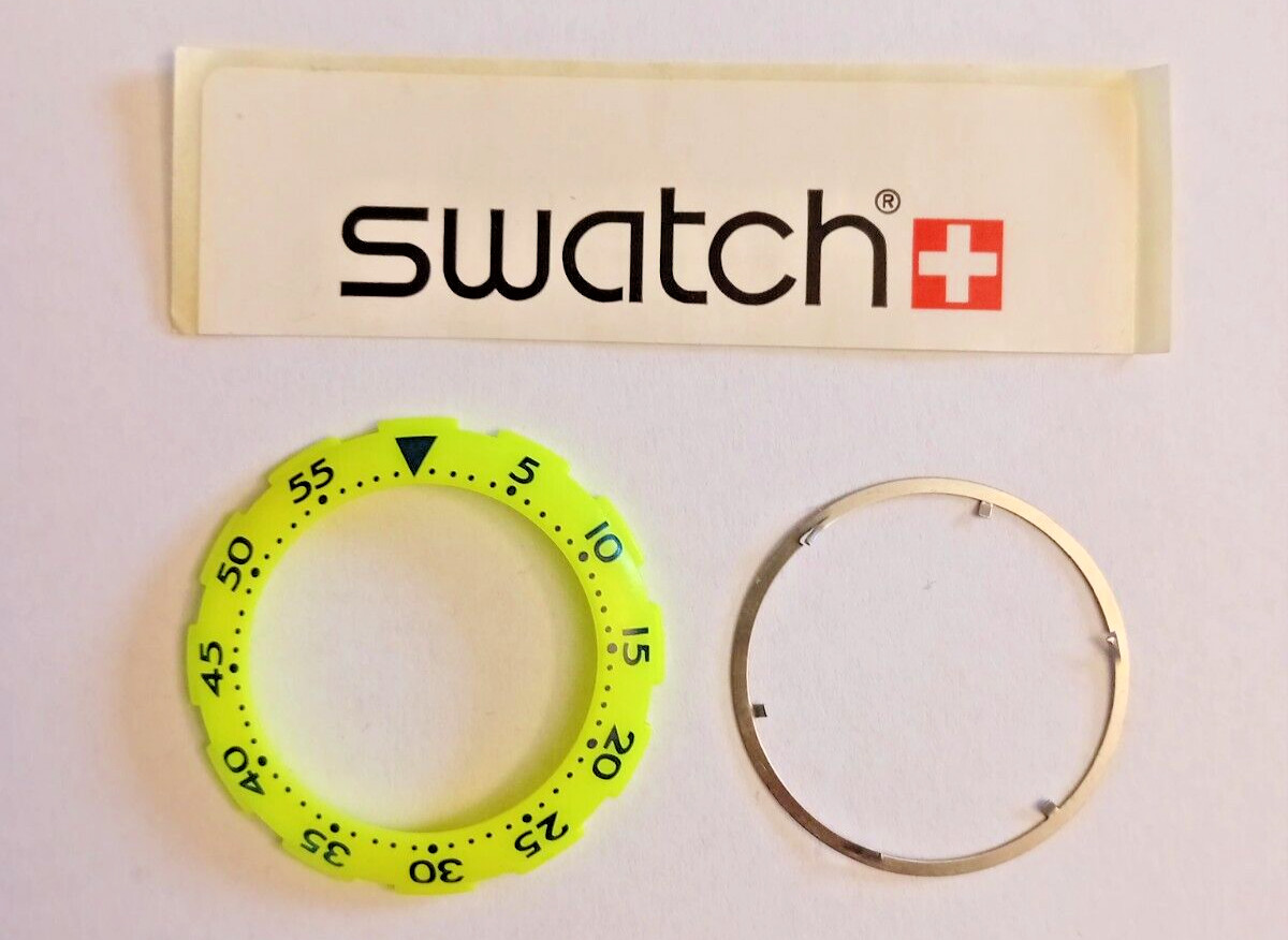 Swatch Yellow Bezel Scuba Bora Bora SDN400 1990 Vintage Wrist Watch New