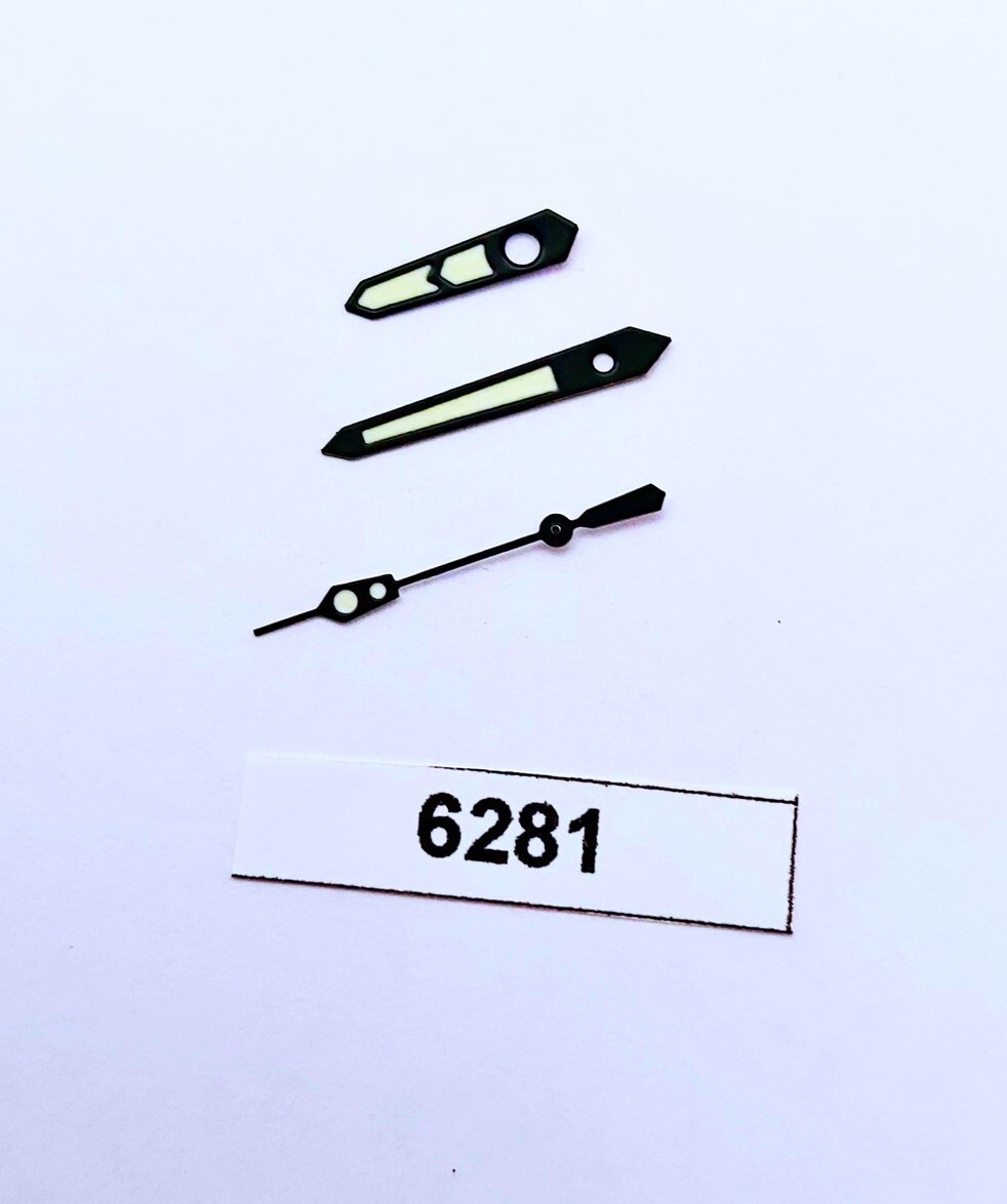 NEW FOR SEIKO ALL BLACK DAGGER SPADE 7S26 NH35 7002 SUPERLUME WATCH HANDS B6281
