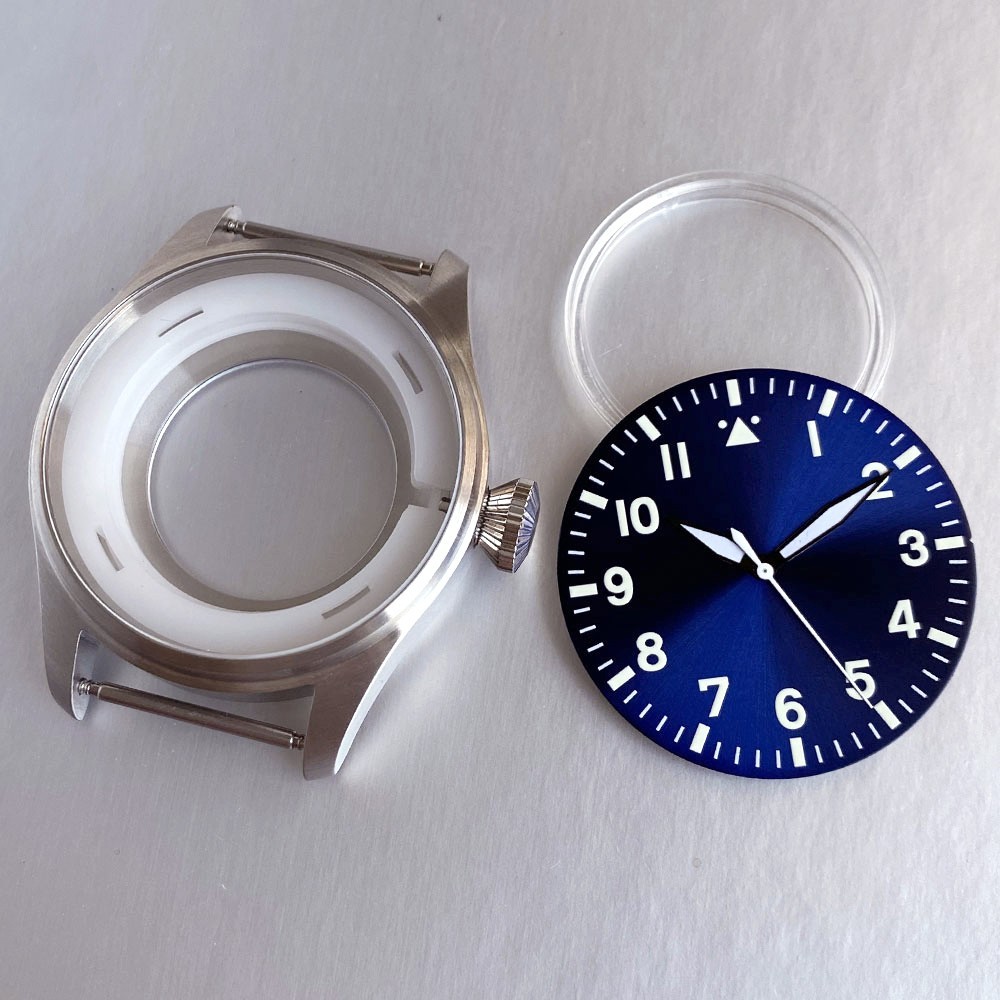 NH35 Pilot Watch Case 43mm for NH36 NH38 PT5000 ETA2824 Sapphire 200M Waterproof