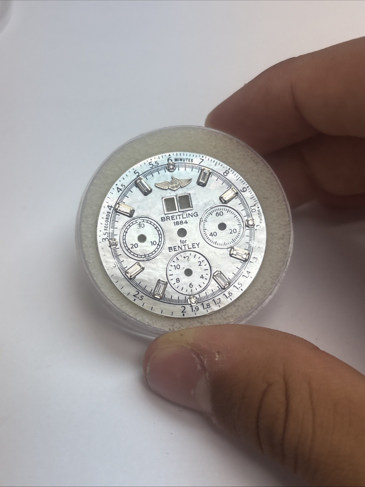 Breitling Bently White Mop Aftermarket Dial with Baguette And Round Natural