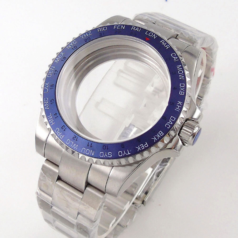 40MM SUB GMT Watch Case Ceramic Bezel Sapphire Glass Fit NH34A NH35 NH36 2824