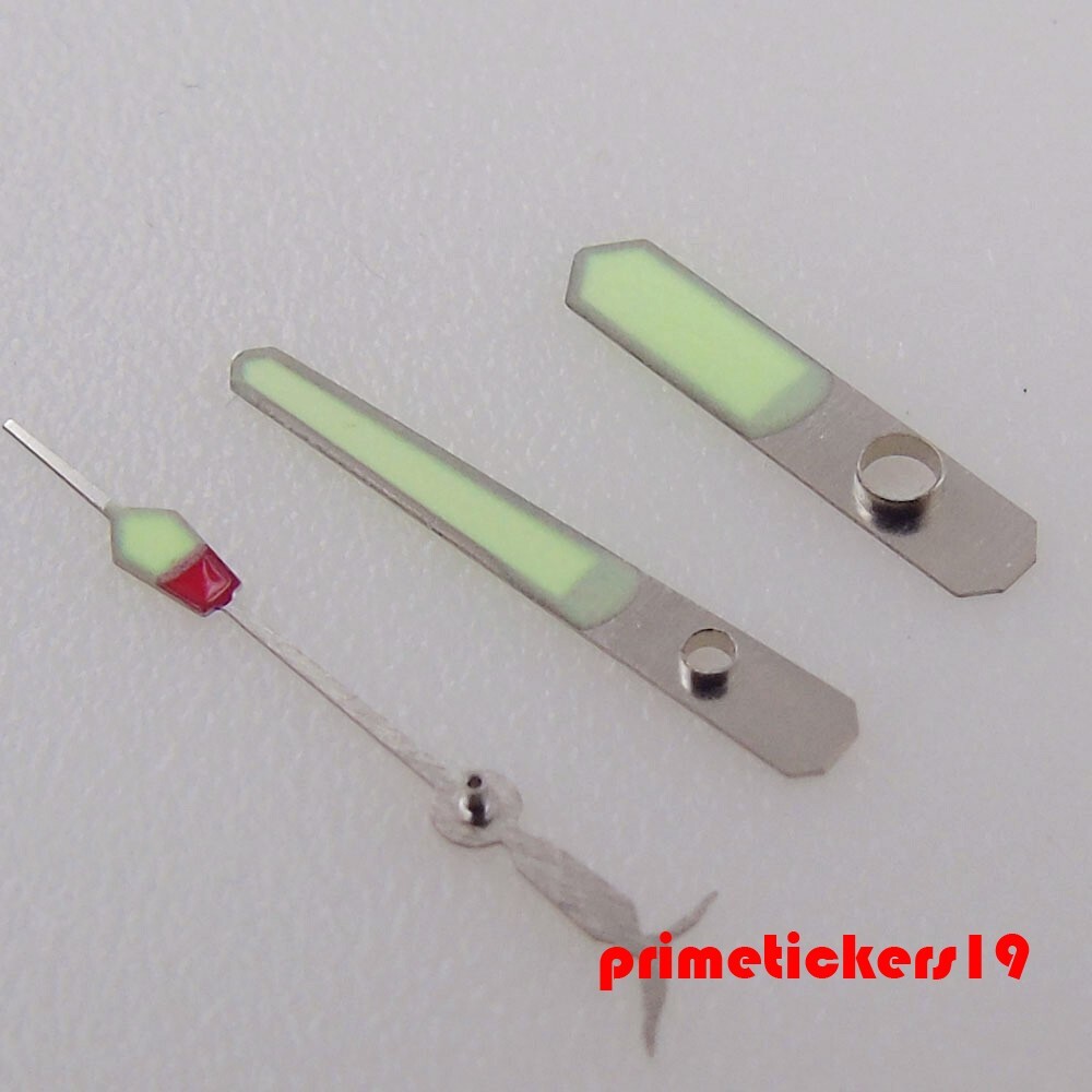 Silver Watch Hands Brushed Pointers Green Lume Fit ETA2824 PT5000 ST2130 Movt