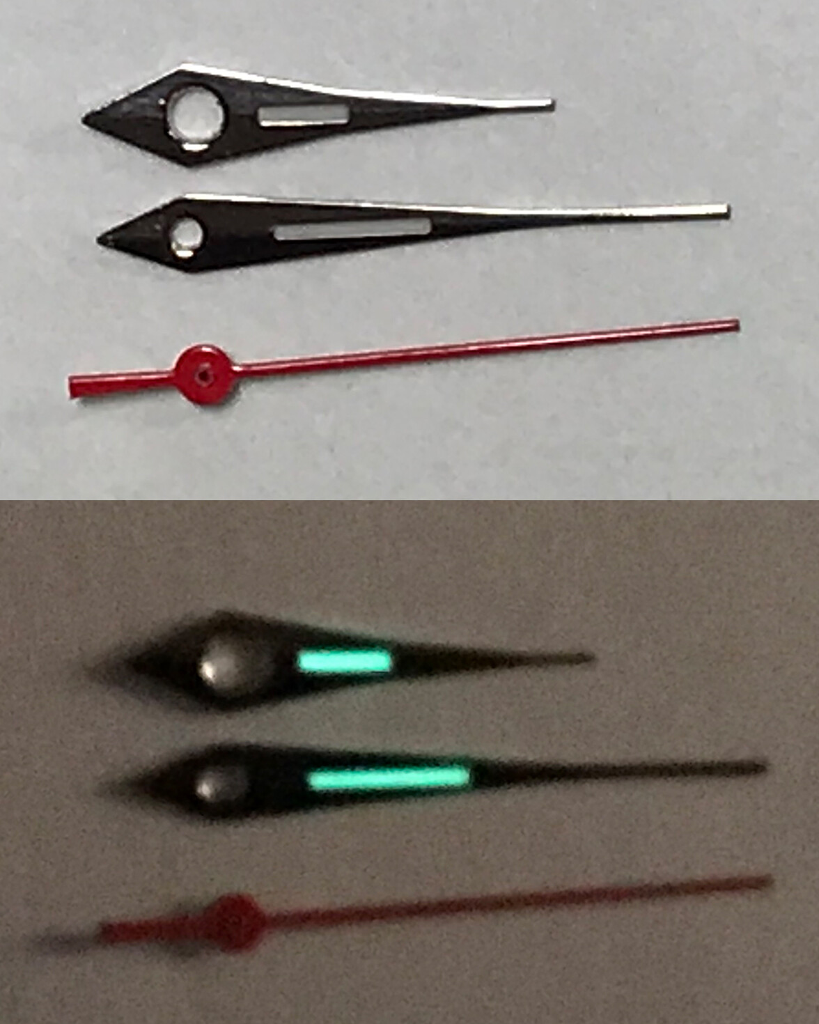Luminous Hour Minute Hands for Watches luminous green NEW RED Minute 120/70/20