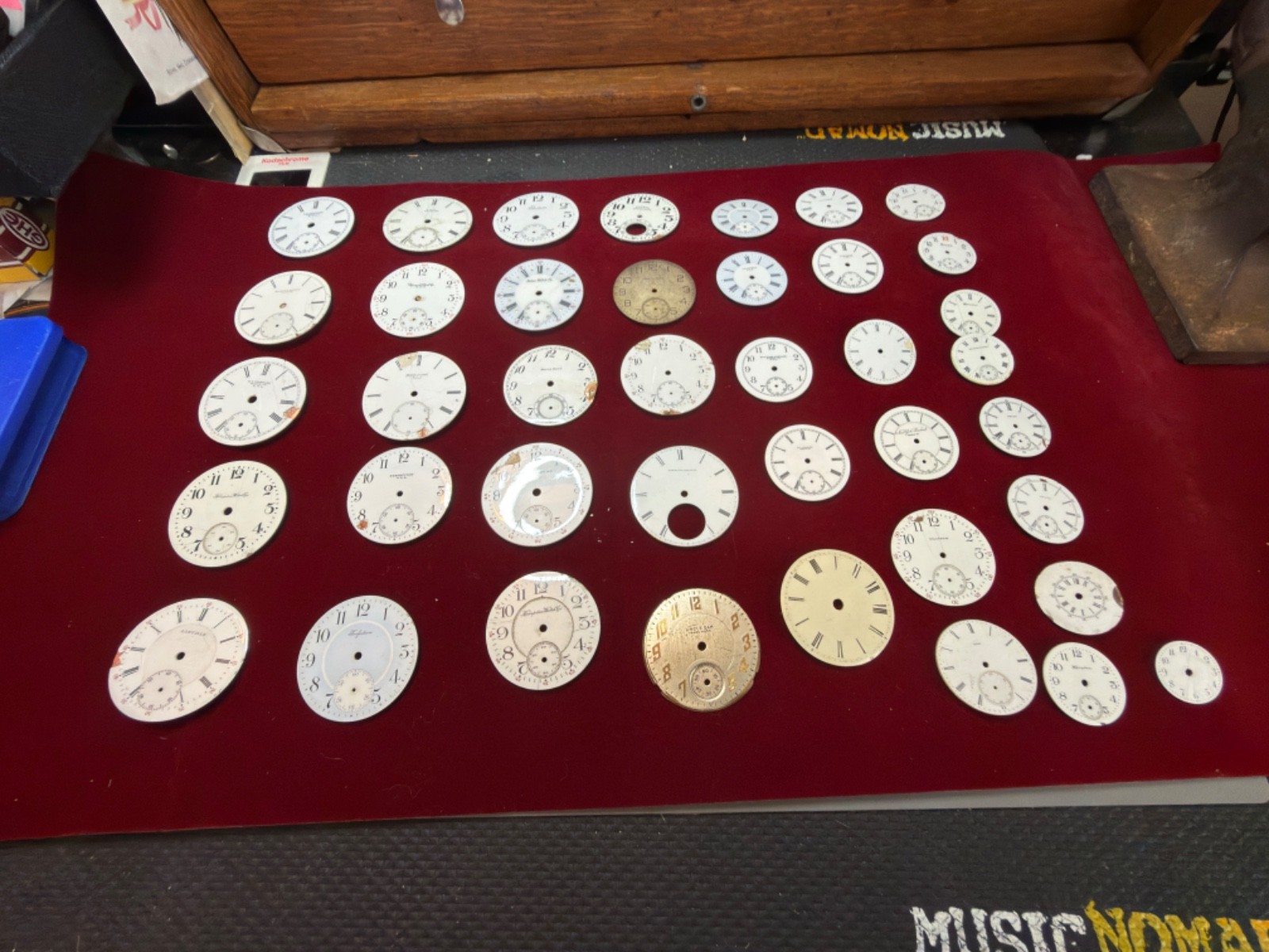 Lot of 124 Pocket watch dials, Misc sizes and brands: Many different brands