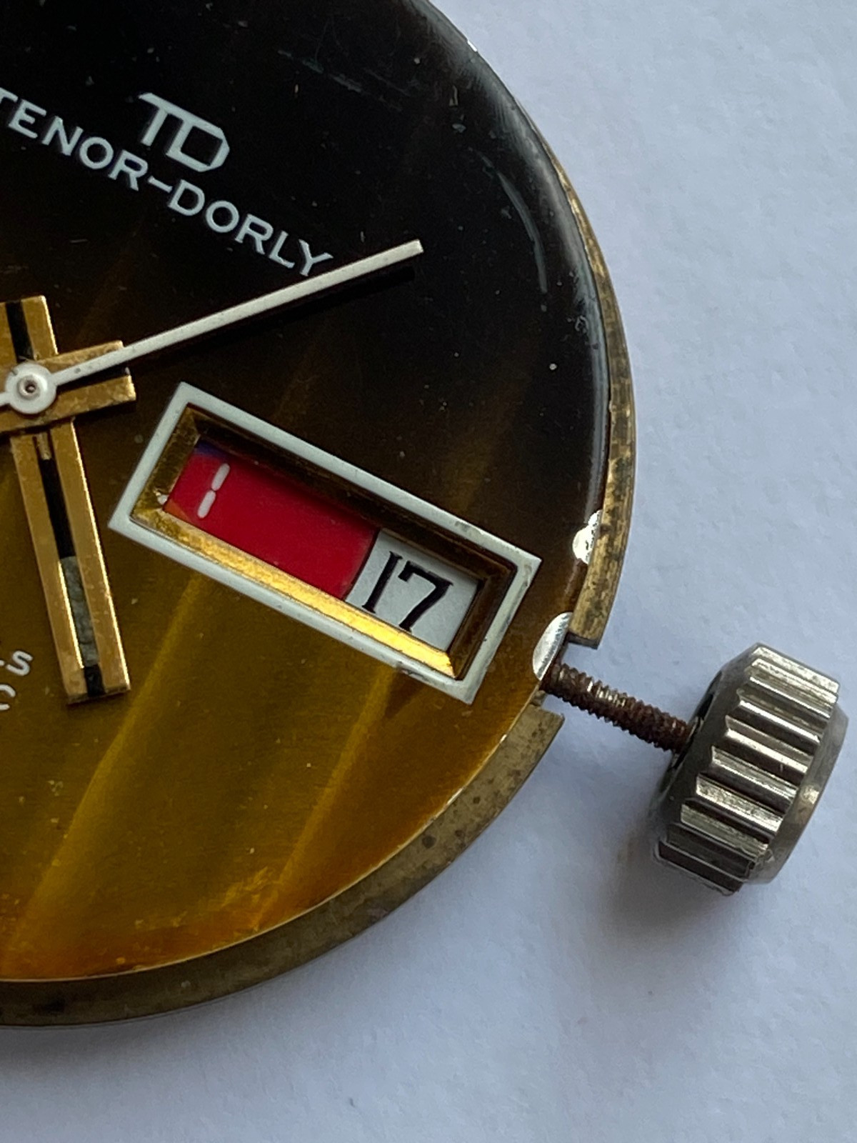 MEN WRIST WATCH FOR PARTS MOVEMENT AUTOMATIC 25 JEWELS TENOR-DORLY CAL. ETA 2789