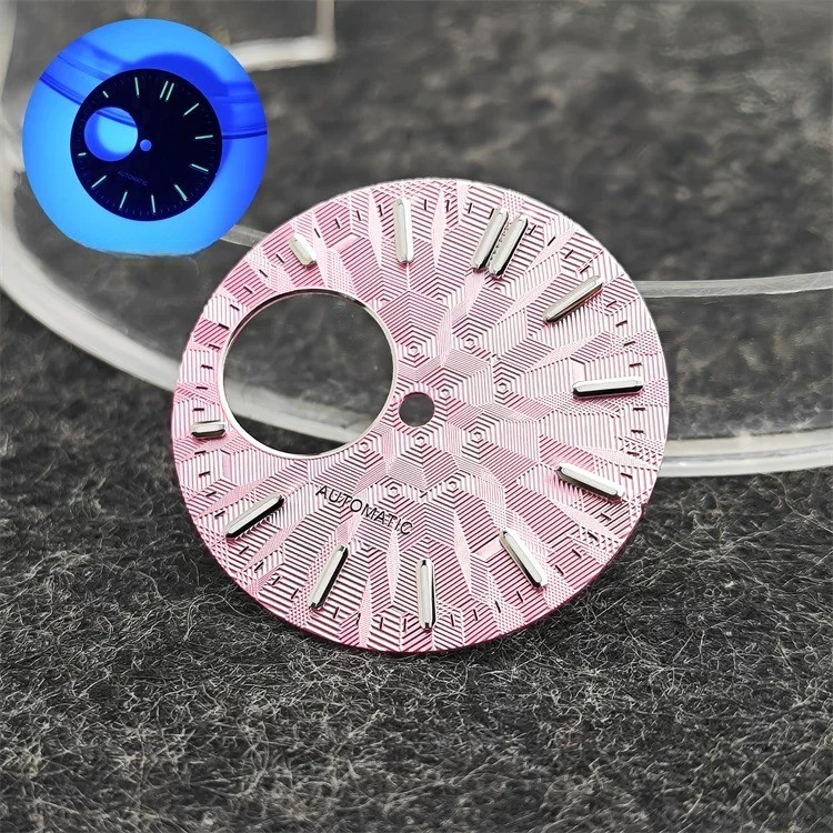 28.5mm Automatic Dial Green Lume Open Heart Fit Mod Watch Part