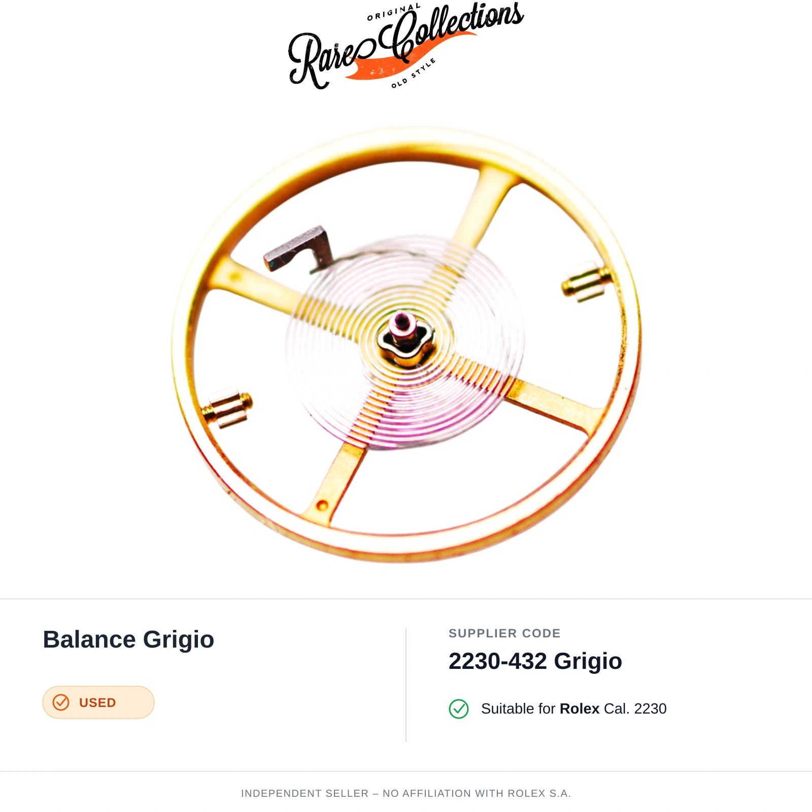 Balance Grigio for Rolex (cod. 2230-432 Grigio) — Used Good Condition