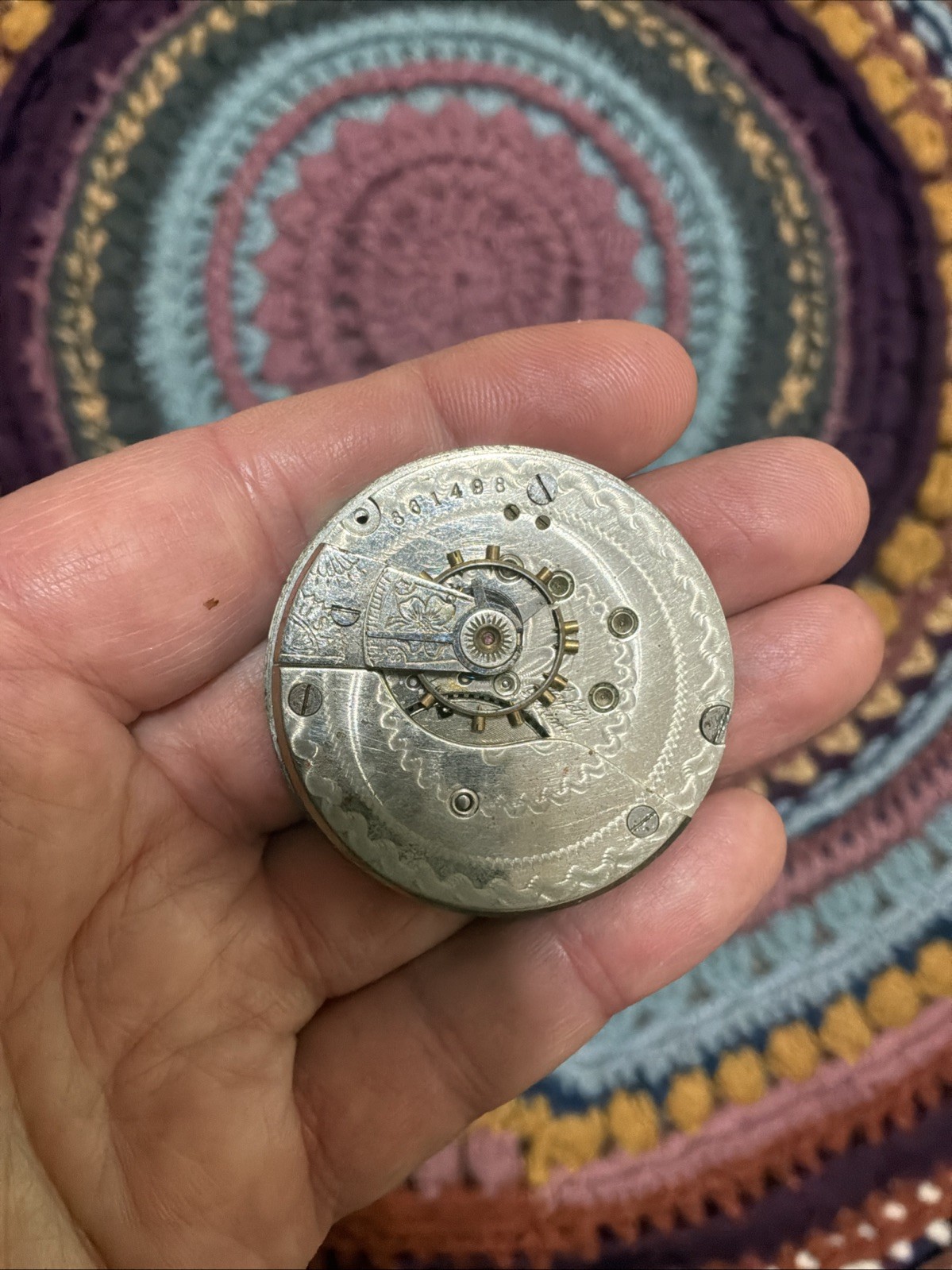 1895 Trenton Watch Co. 18s 7J Pocket Watch Movement For Parts or Repair