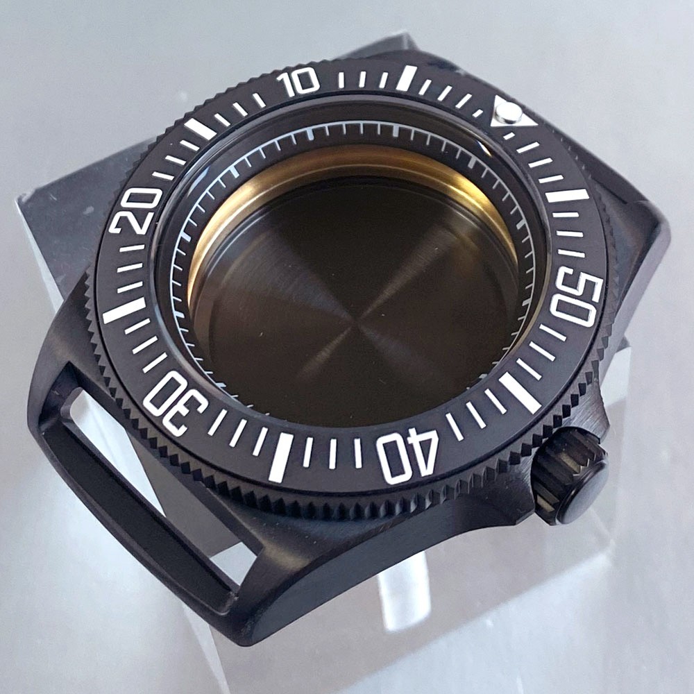 Lightweight 42MM Titanium Black PVD Watch Case set Fit FXD Japan NH34 NH35 NH36