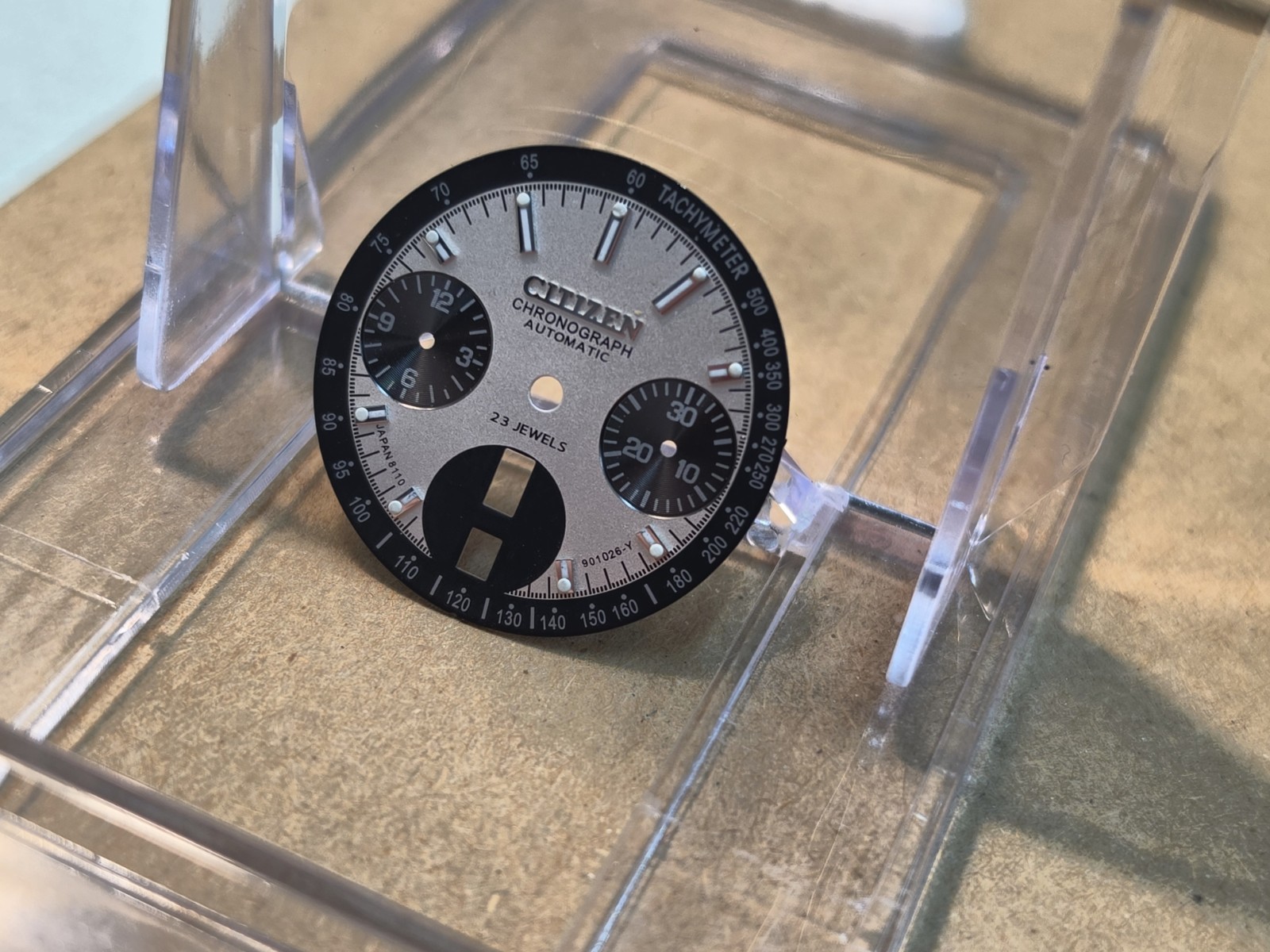 NOS? Citizen 8110A Automatic Flyback Chrono Bullhead 23j Black/Silver Panda Dial