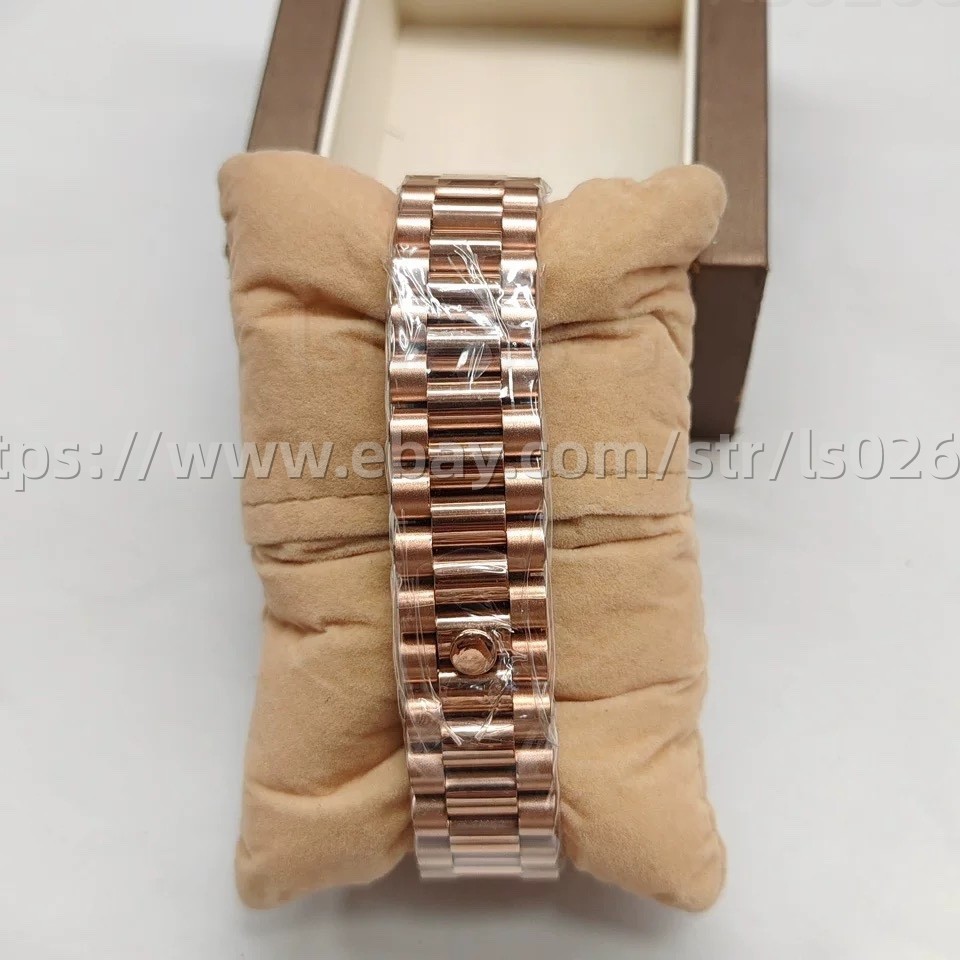 36mm Stainless Steel Rose Gold Watch Case Diamond Bezel+Bracelet Set NH35