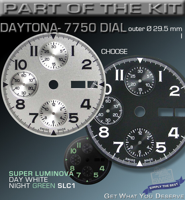 DO IT YOURSELF KIT: 7750 ETA-VALJOUX, DAYTONA, 316L ST-ST CASE + BAND