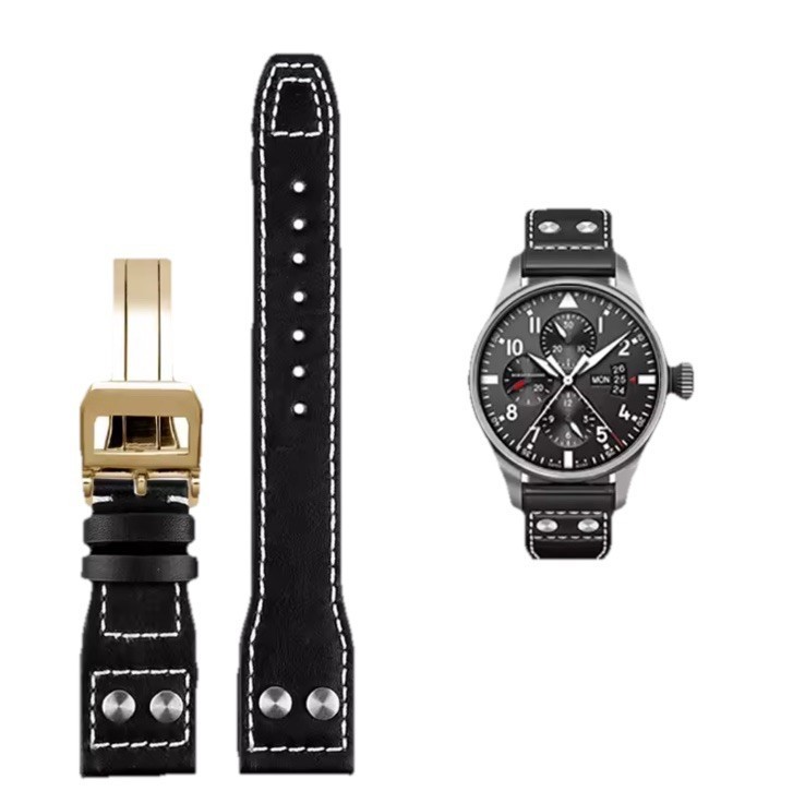 Genuine Leather Watch Strap 20mm 22mm For Big Pilot Portugieser With Buckle