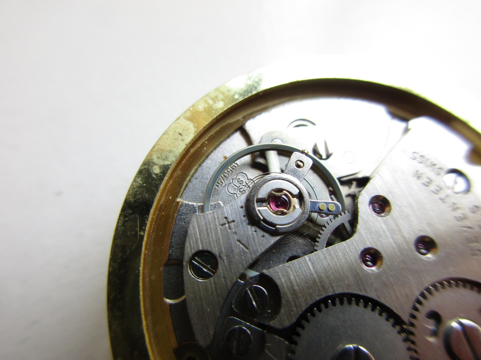 AS ST ASST cal. 1950/51 Swiss watch movement dial & hands – date at 3 – running