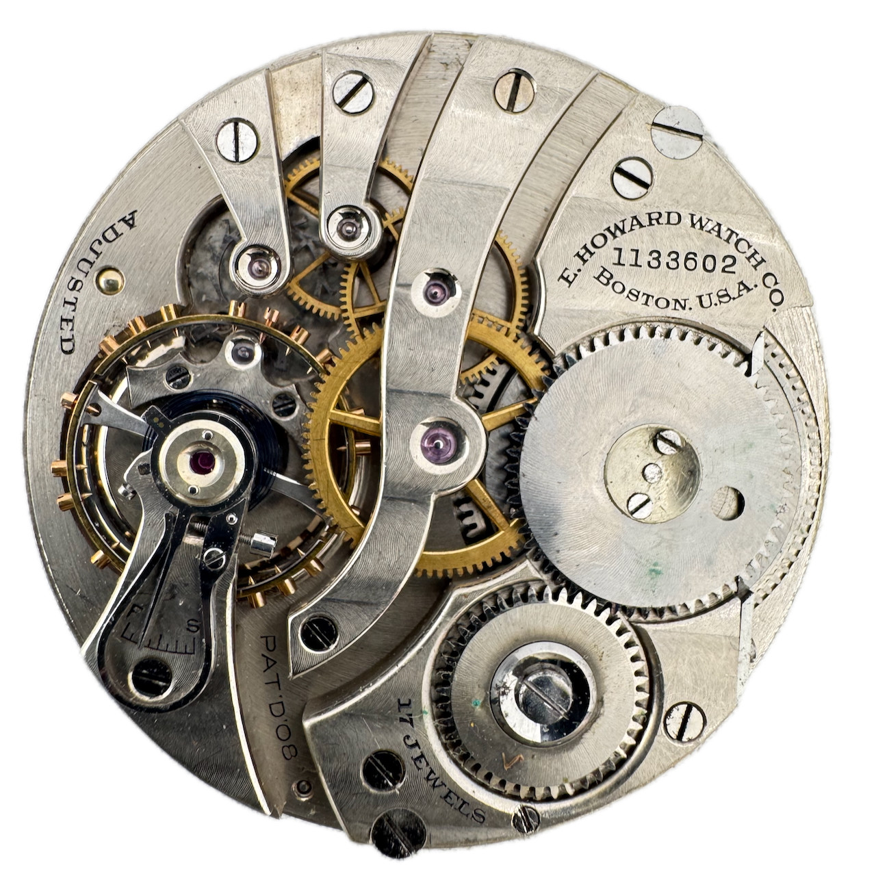 Antique 14s 1912 E. Howard 17j Mechanical Pocket Watch Movement Series 7 USA