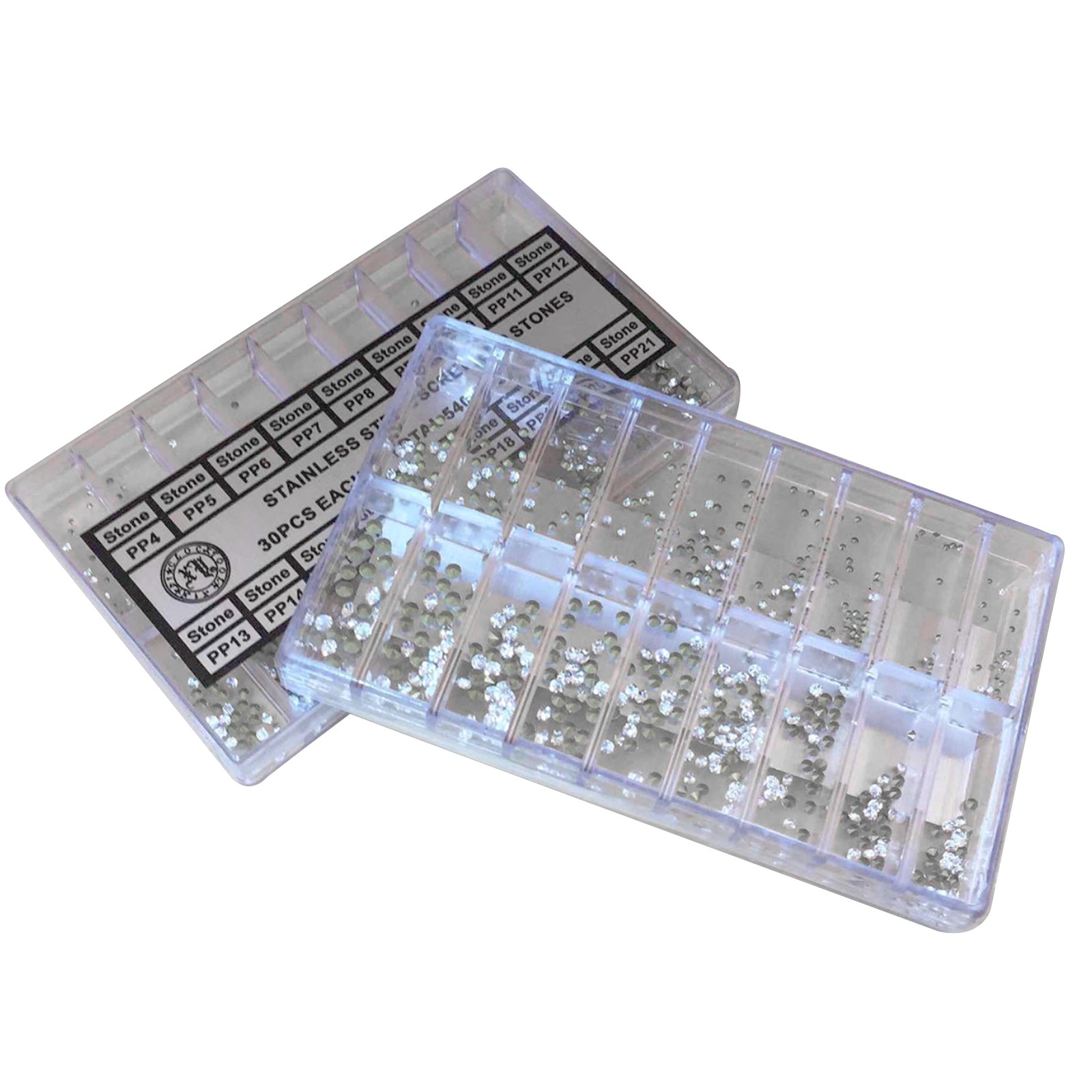 540pcs 18-Size Assorted Acrylic Round Watch Rhinestone Diamond Screws Stones Kit