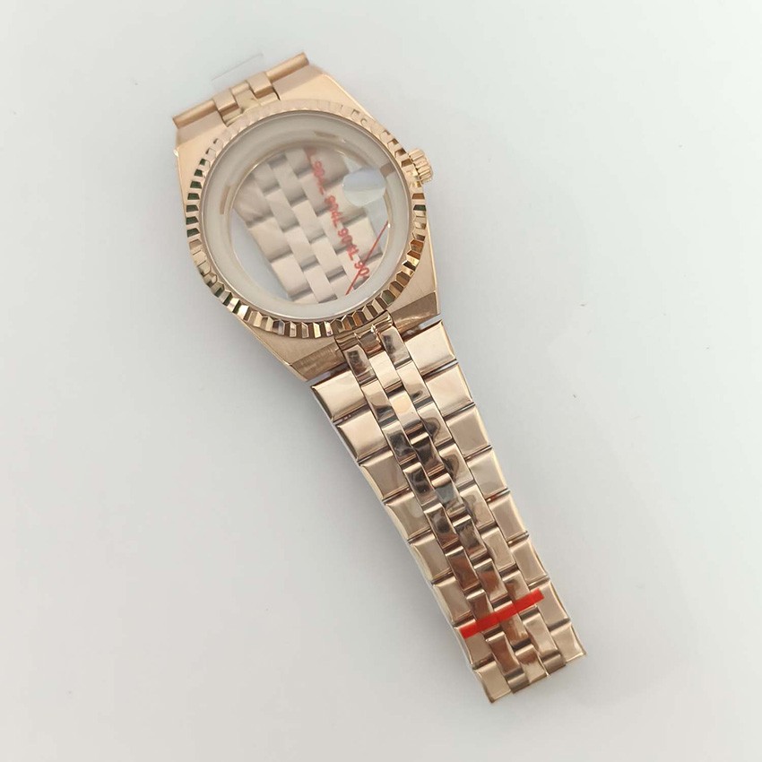 39.5MM Steel Watch Case Strap Magnifying Sapphire Glass For NH35/NH36 Movement