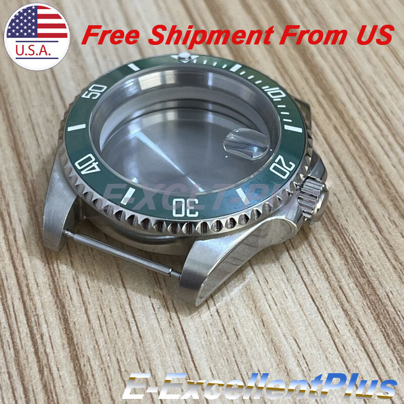 40mm For NH35 NH36 Movement Green Sapphire Glass Automatic Watch Case 316L Steel