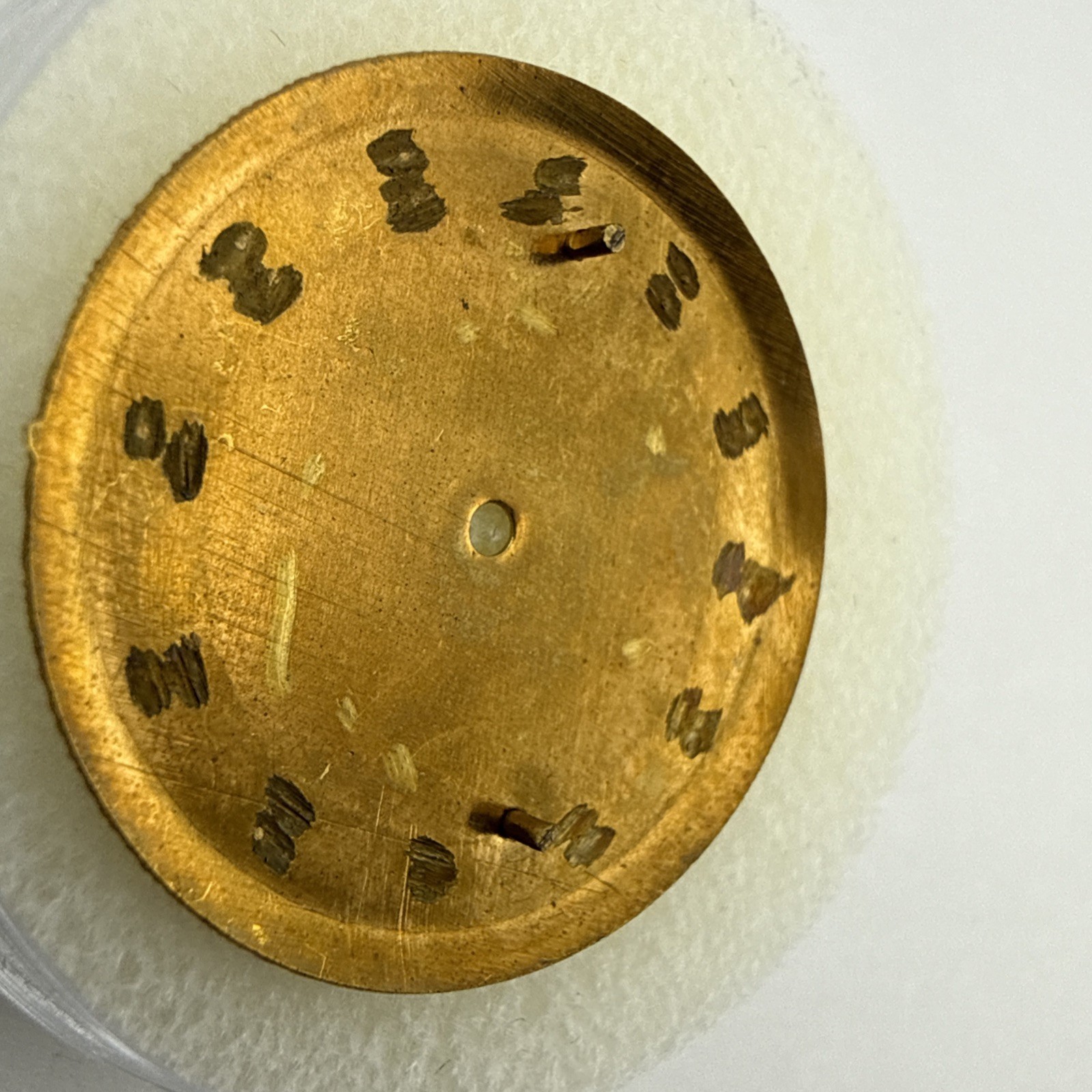 Gruen Watch Dial Gold Woven Textured Finish Mens Watch Dial 28.7mm – NOS