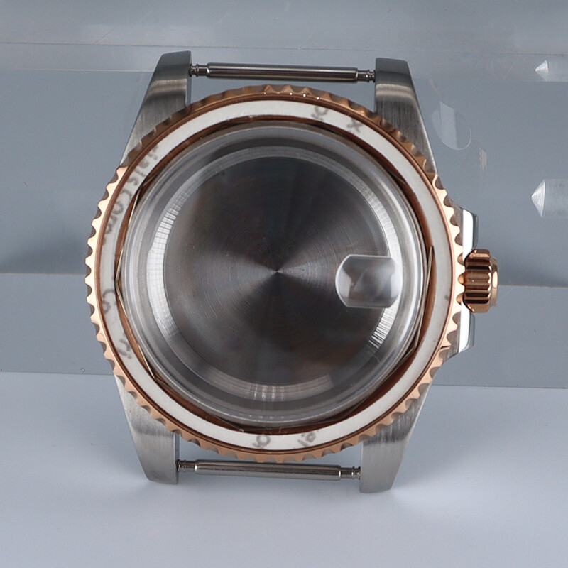 Rose Gold Silver 40mm Diving Watch Case Sapphire Crystal For Seiko NH35 Eta2824