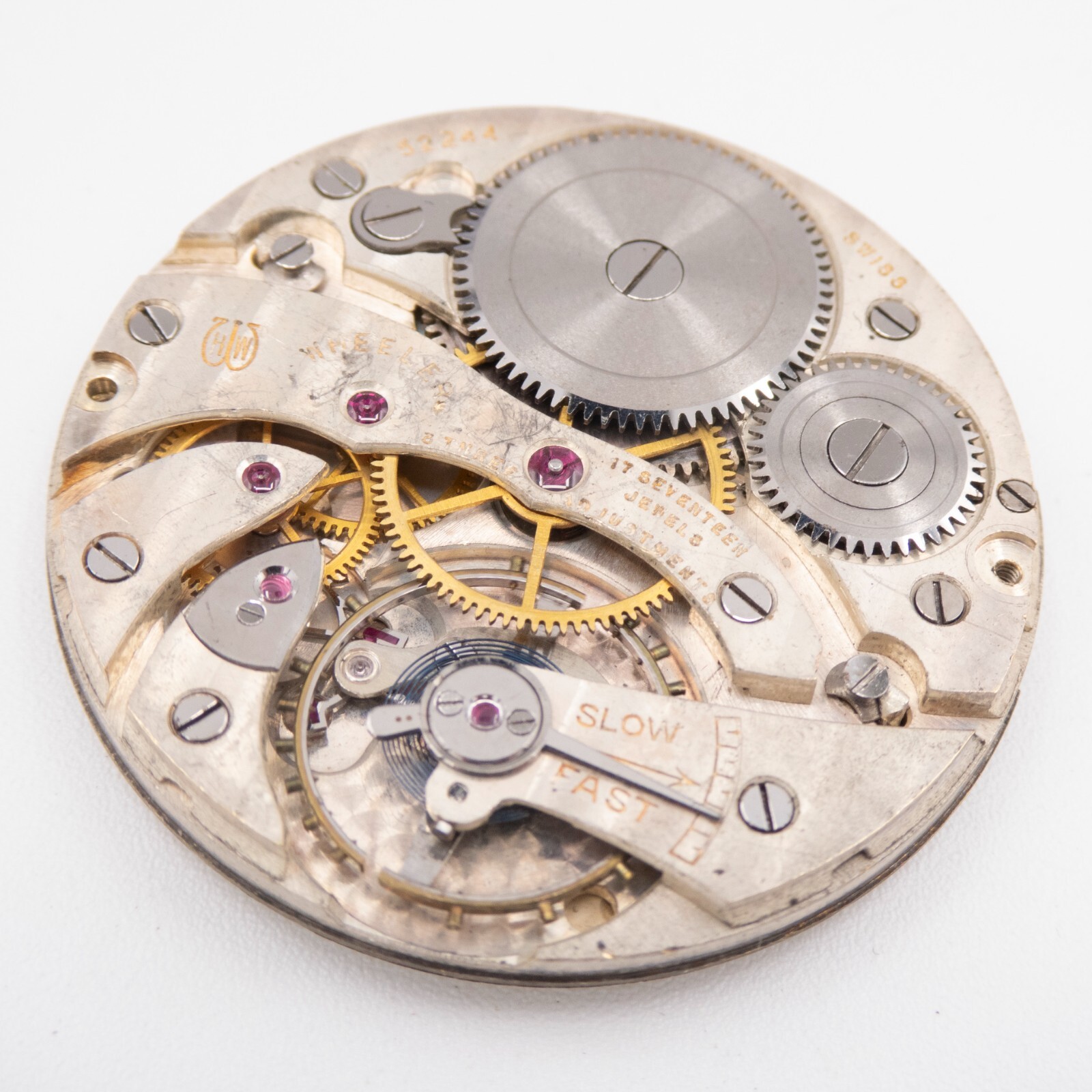 Wheeler 38.6 x 5.2 mm 17-Jewel 3-Adjustment Antique Pocket Watch Movement, Runs