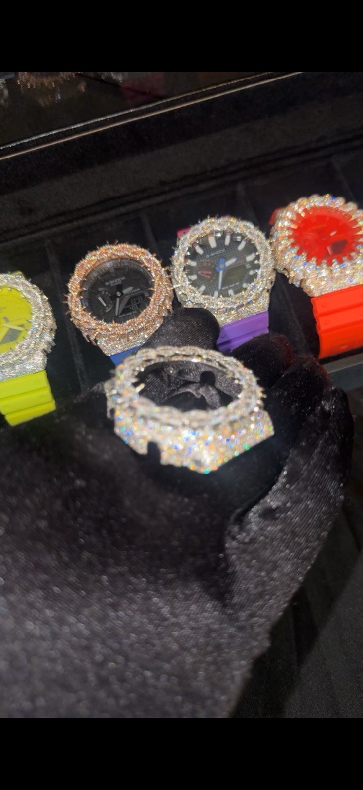 VVS Moissanite Iced Bezel For Casio G Shock GA-2100 Silver Spike Bust Down