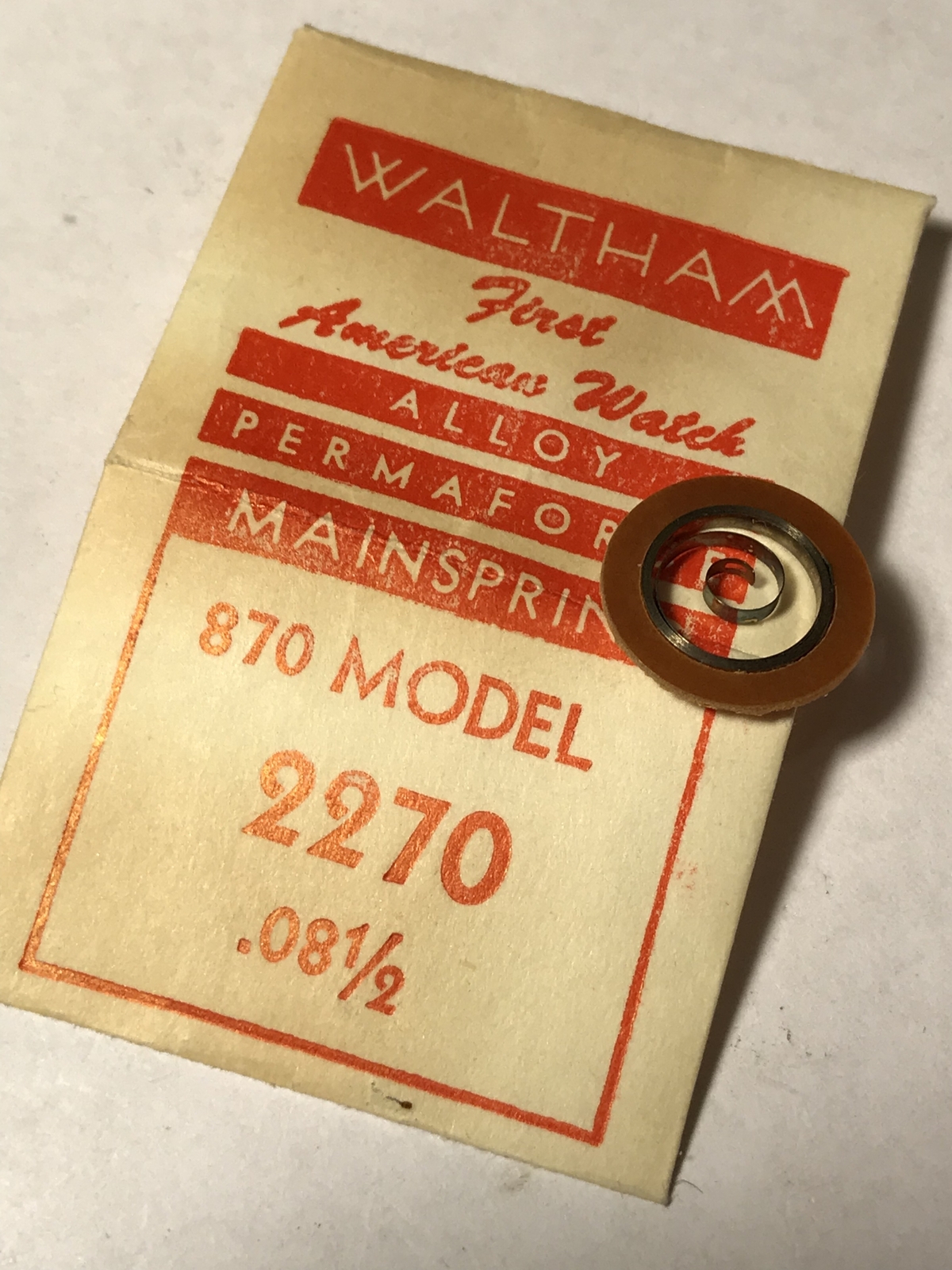 Waltham Factory Mainspring for Model 870 – 875 Movements No. 2270 / 2242- Alloy