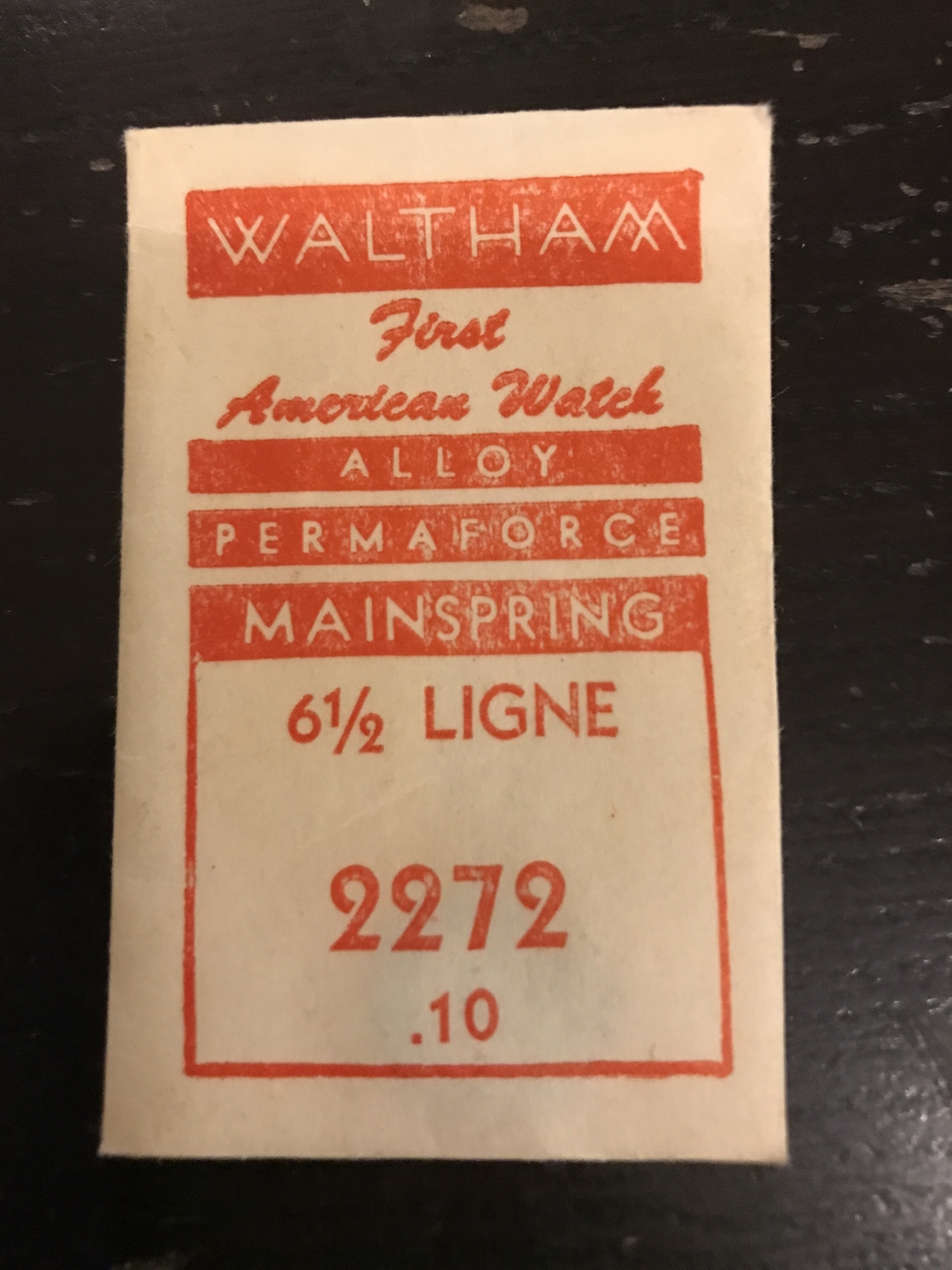 Waltham Factory Mainspring for 6½ ligne Watches No. 2272 / 2239 – Alloy