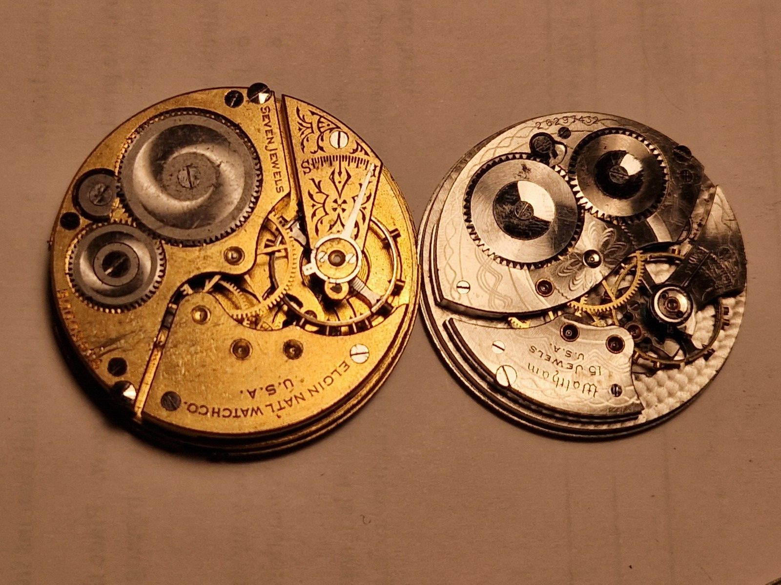 Antique Pocket watch movements American Waltham and Elgin projects