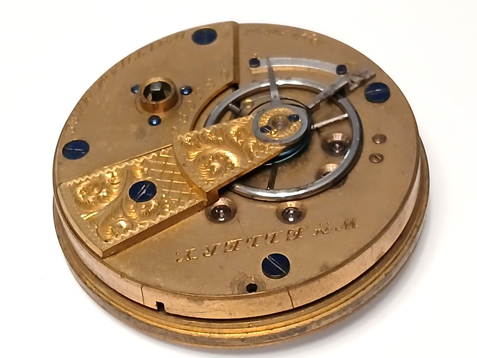 18 size Waltham William Ellery Model 1857 pocket watch movement. Parts-Repair