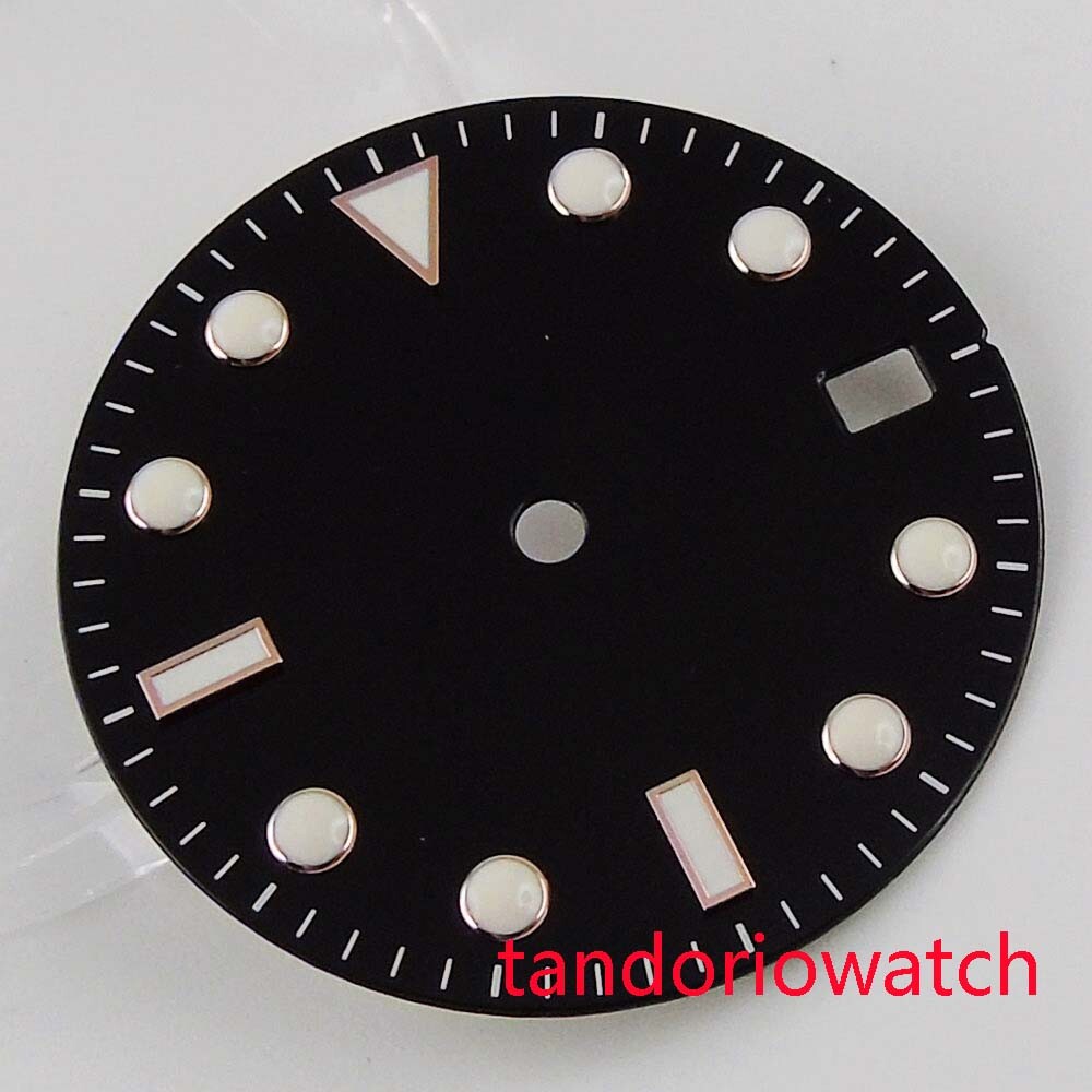 28.5mm balck/blue/grey watch dial with date window fit NH35 automatic movement