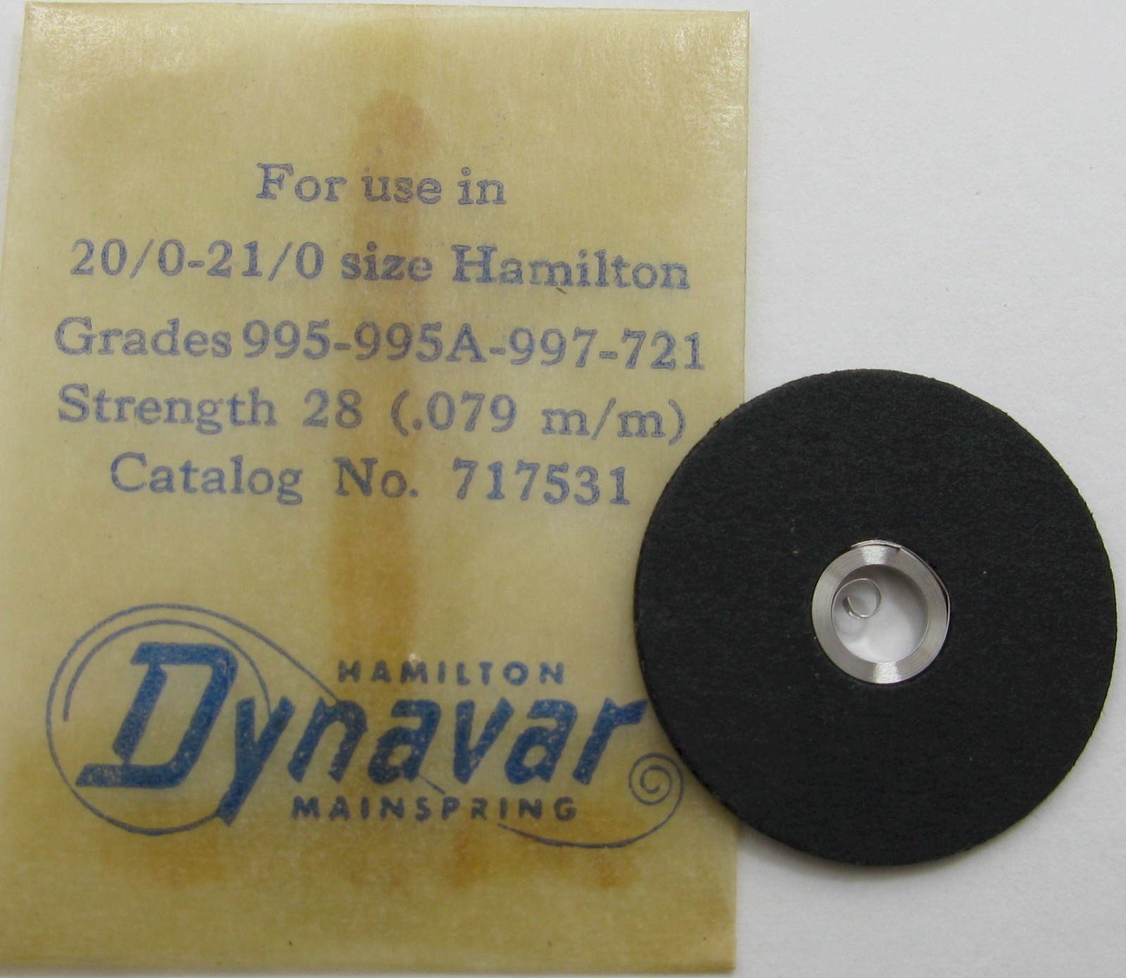 Hamilton 20/0s 21/0s 717531 strength 28 995 995A 997 721 Mainspring white alloy