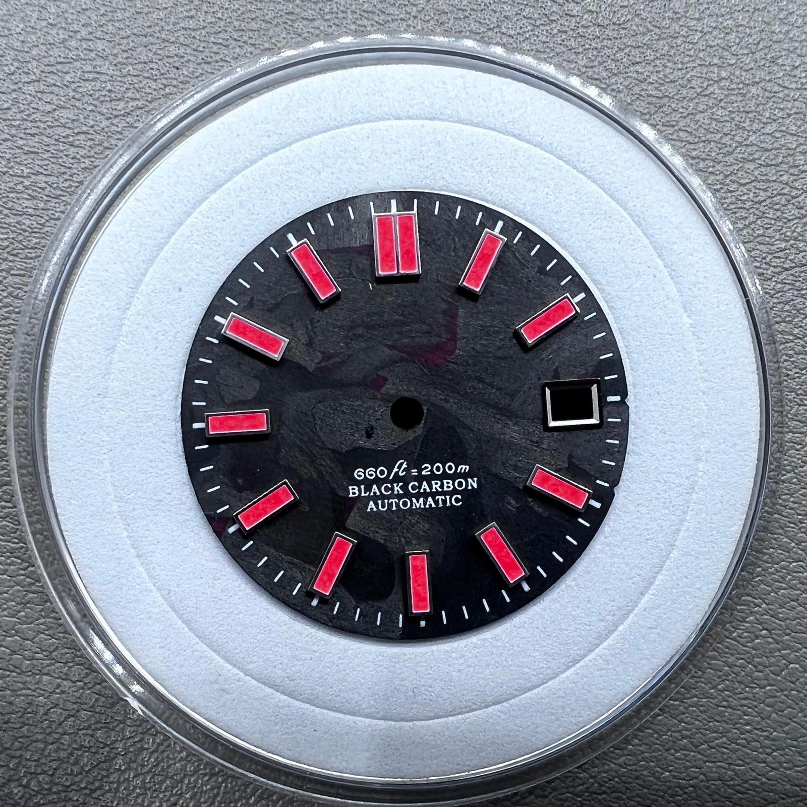 Red Painted Nail C9 Lume 28.5mm Watch Dial Carbon Fiber Black for NH34 NH35