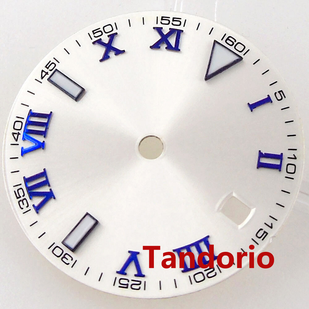 29mm White Watch Dial Luminous for NH35A MIYOTA ETA2824 PT5000 Roman Number Mark